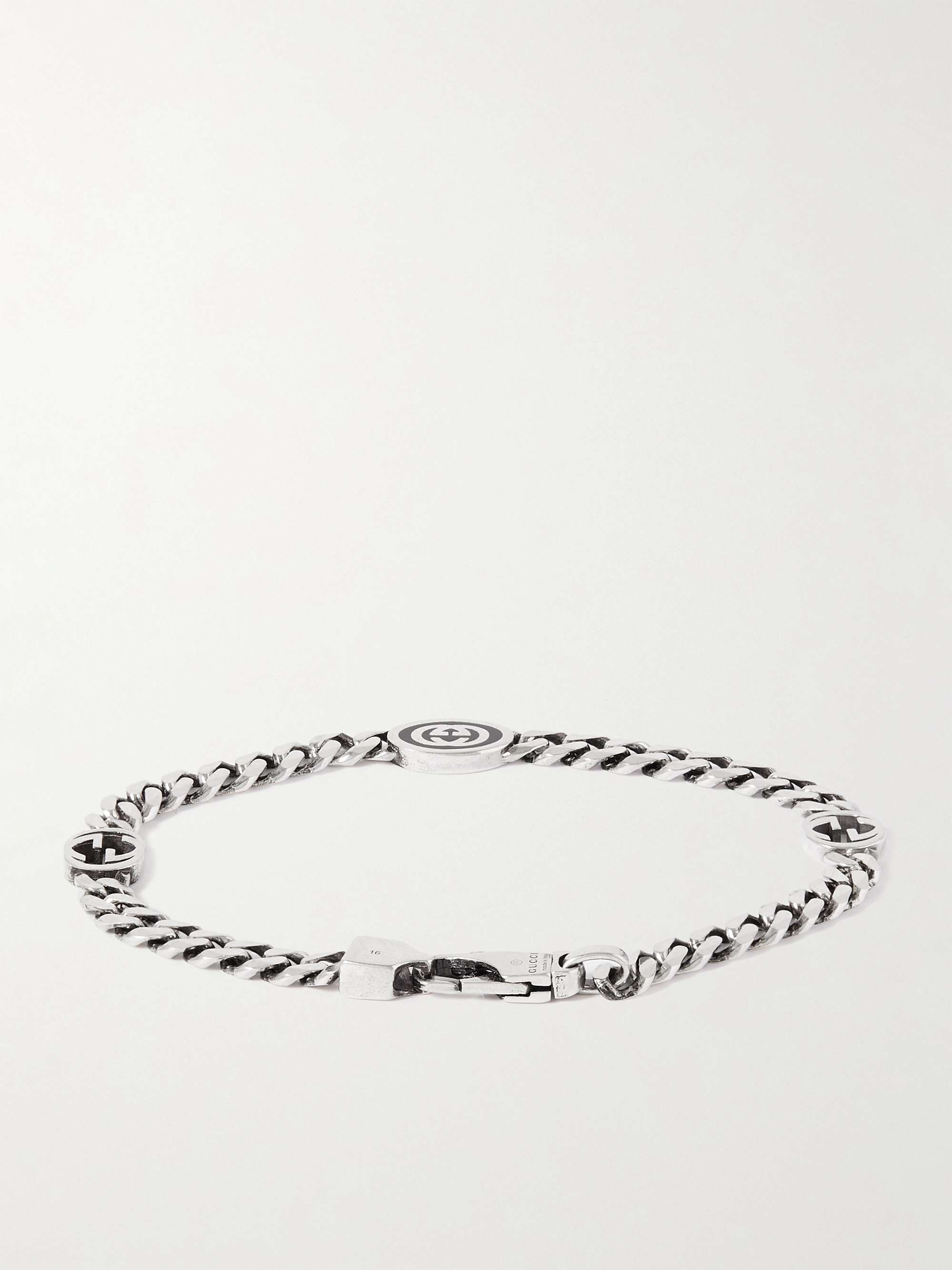 GUCCI Sterling Silver and Enamel Chain Bracelet