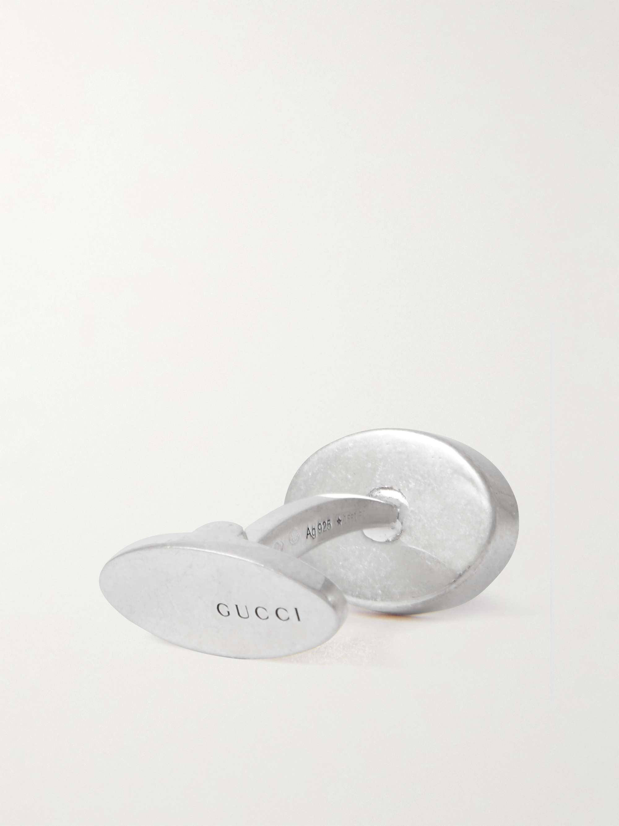 GUCCI Sterling Silver and Enamel Cufflinks