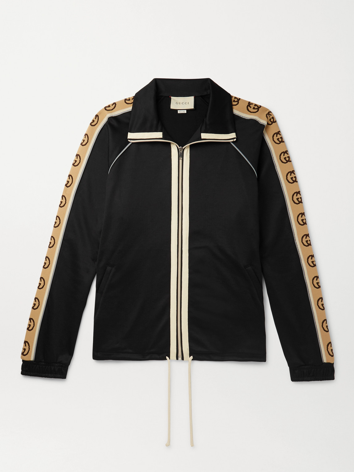 Gucci Logo-jacquard Webbing-trimmed Tech-jersey Track Jacket In Black ...