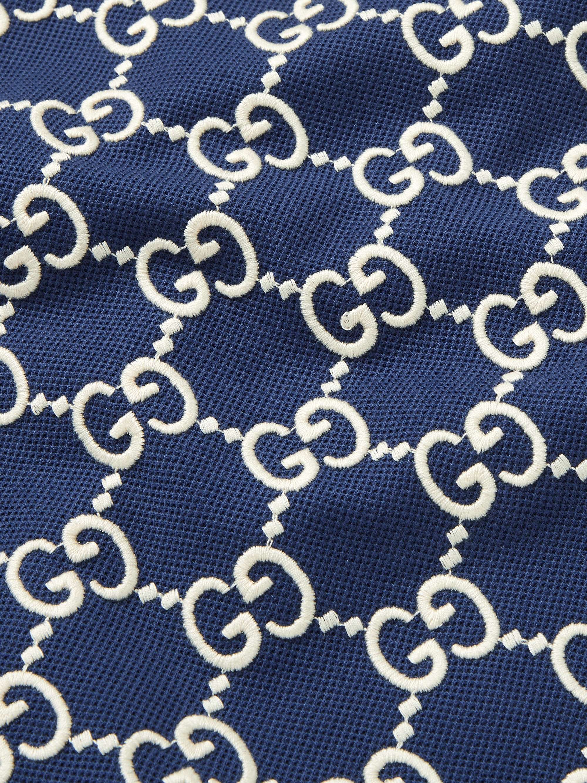 GUCCI Logo-Embroidered Cotton-Blend Piqué Polo Shirt