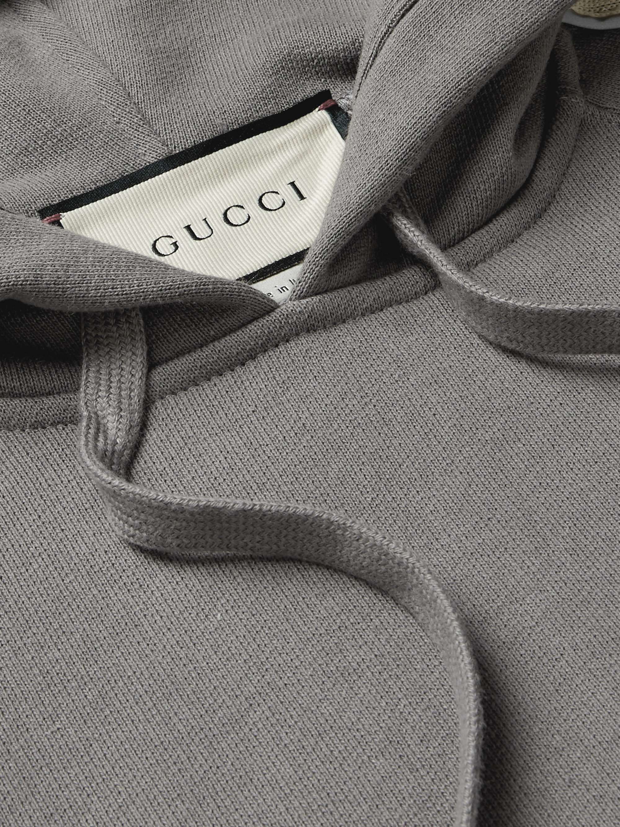 GUCCI Oversized Webbing-Trimmed Loopback Cotton-Jersey Hoodie