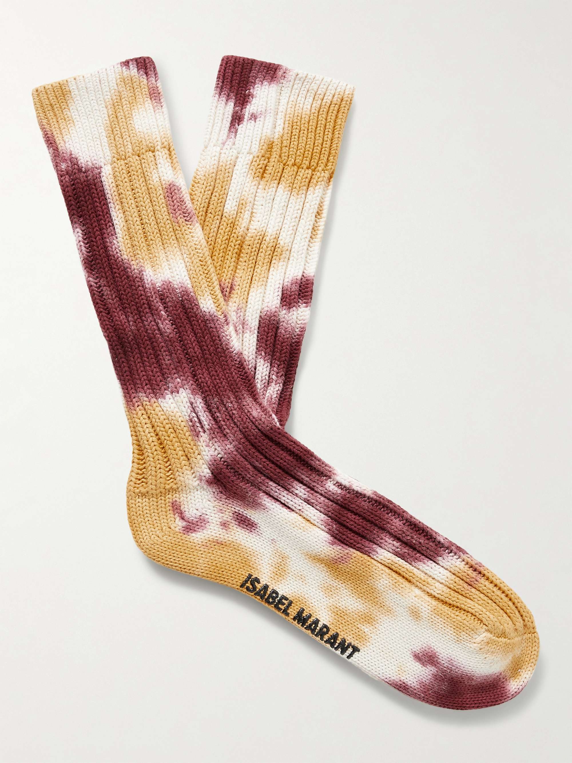 Silarah Ribbed Tie-Dyed Cotton Socks