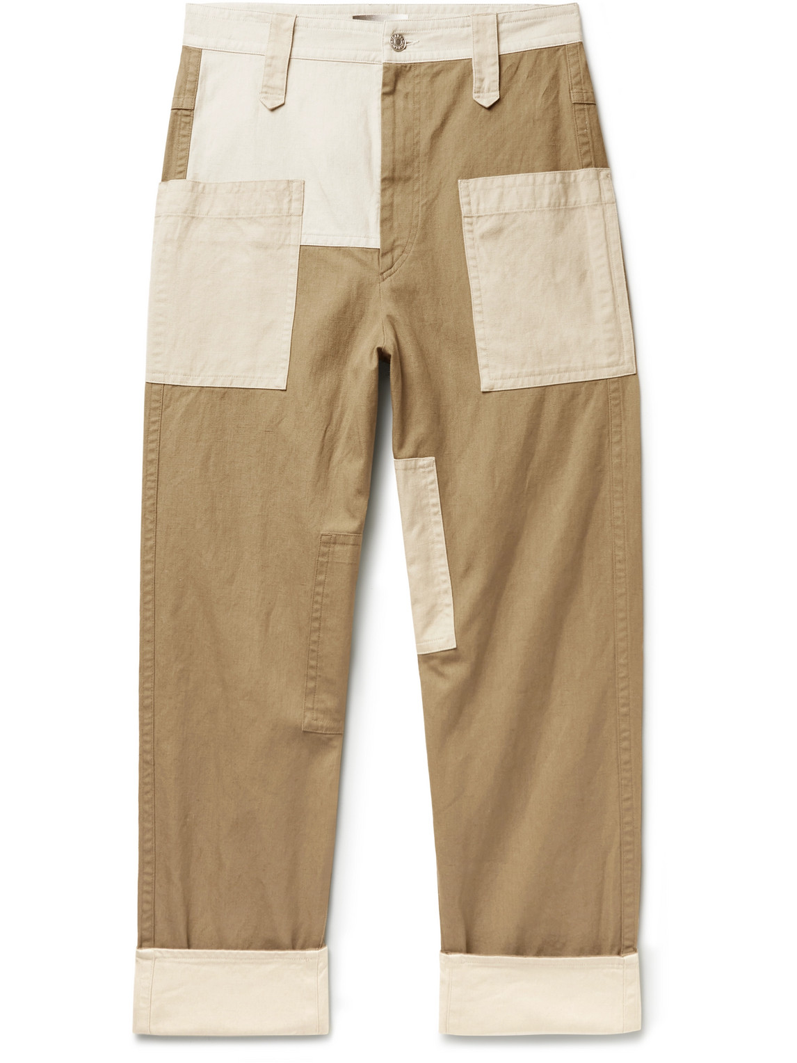 Kareleo Patchwork Organic Cotton and Linen-Blend Cargo Trousers