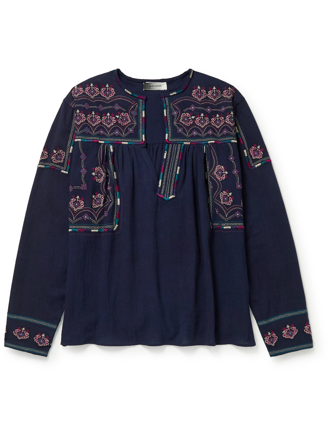 Isabel Marant Kids' Embroidered Cotton Shirt In Blue