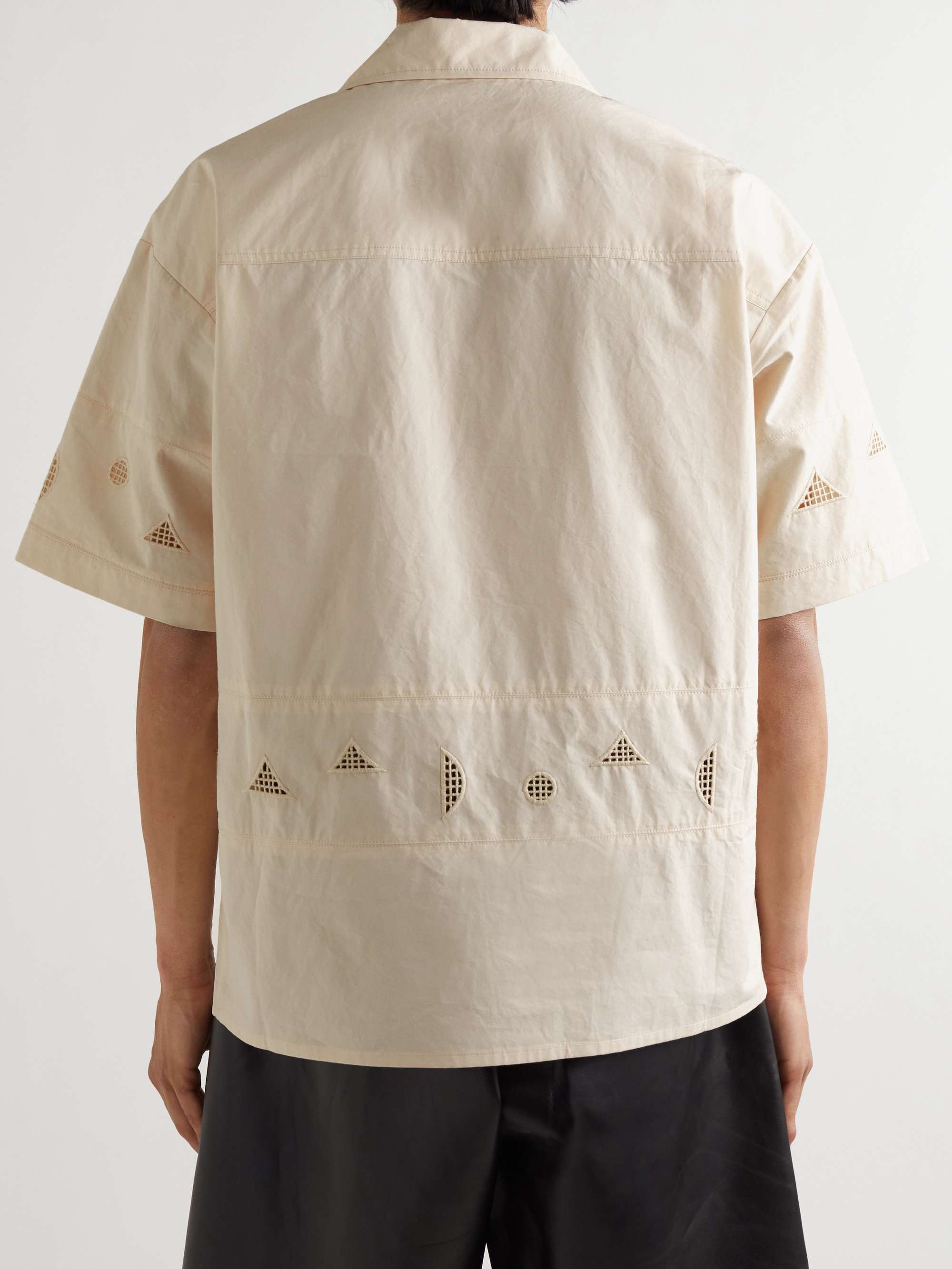 NANUSHKA Naz Camp-Collar Embroidered Cotton-Poplin Shirt