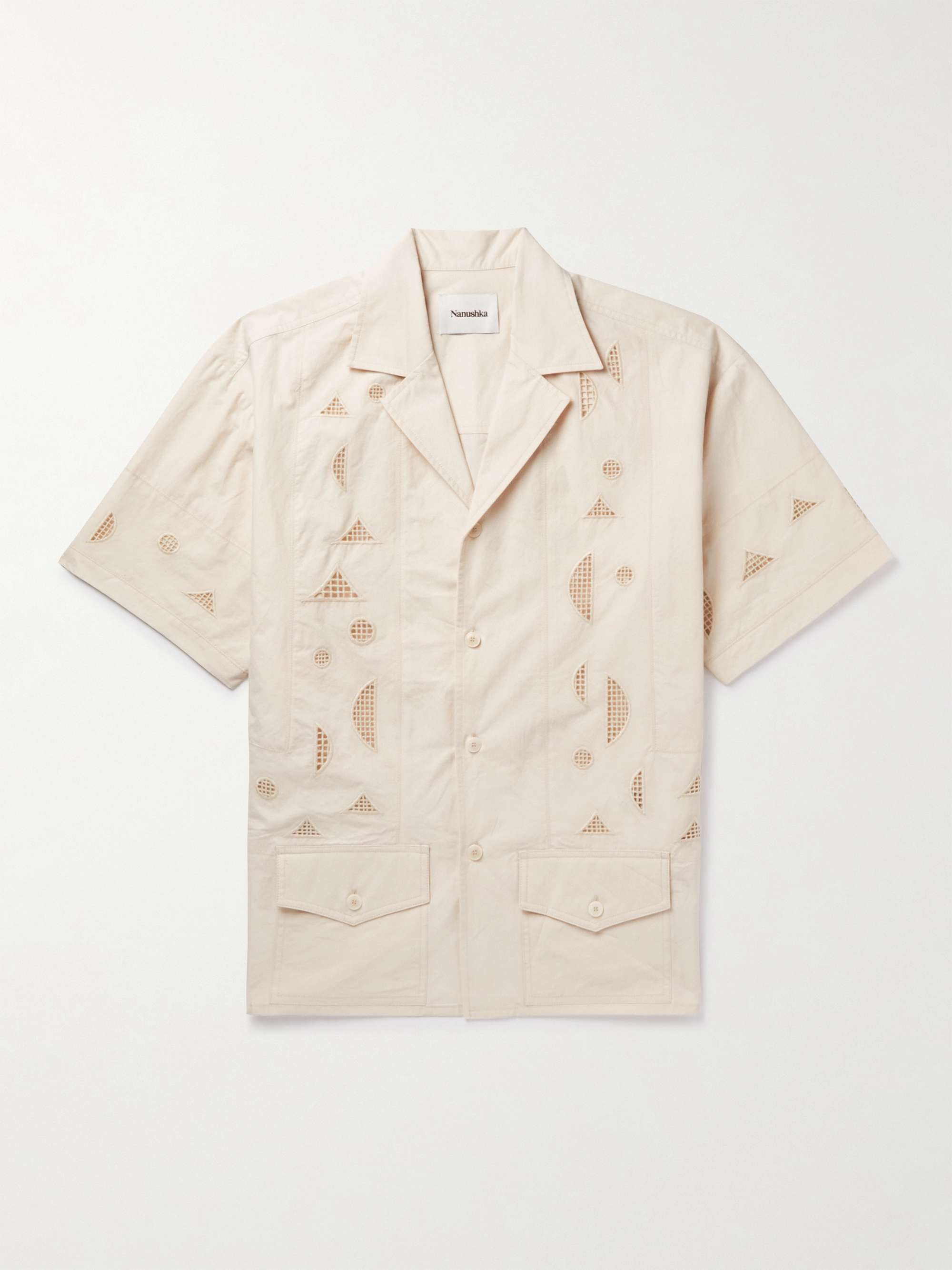 NANUSHKA Naz Camp-Collar Embroidered Cotton-Poplin Shirt