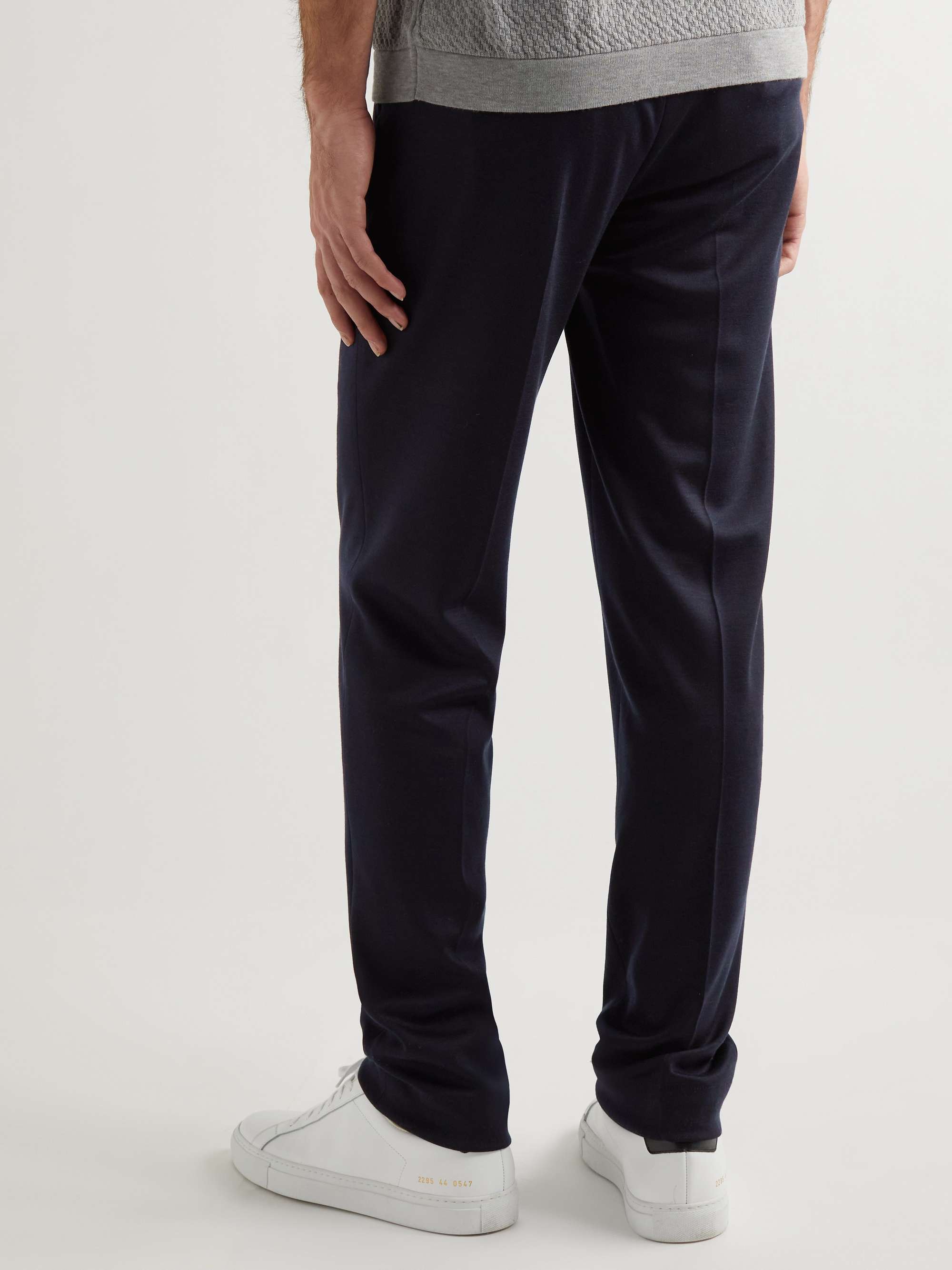 Navy Venezia 1951 Straight-Leg Pleated Lyocell and Wool-Blend Trousers ...