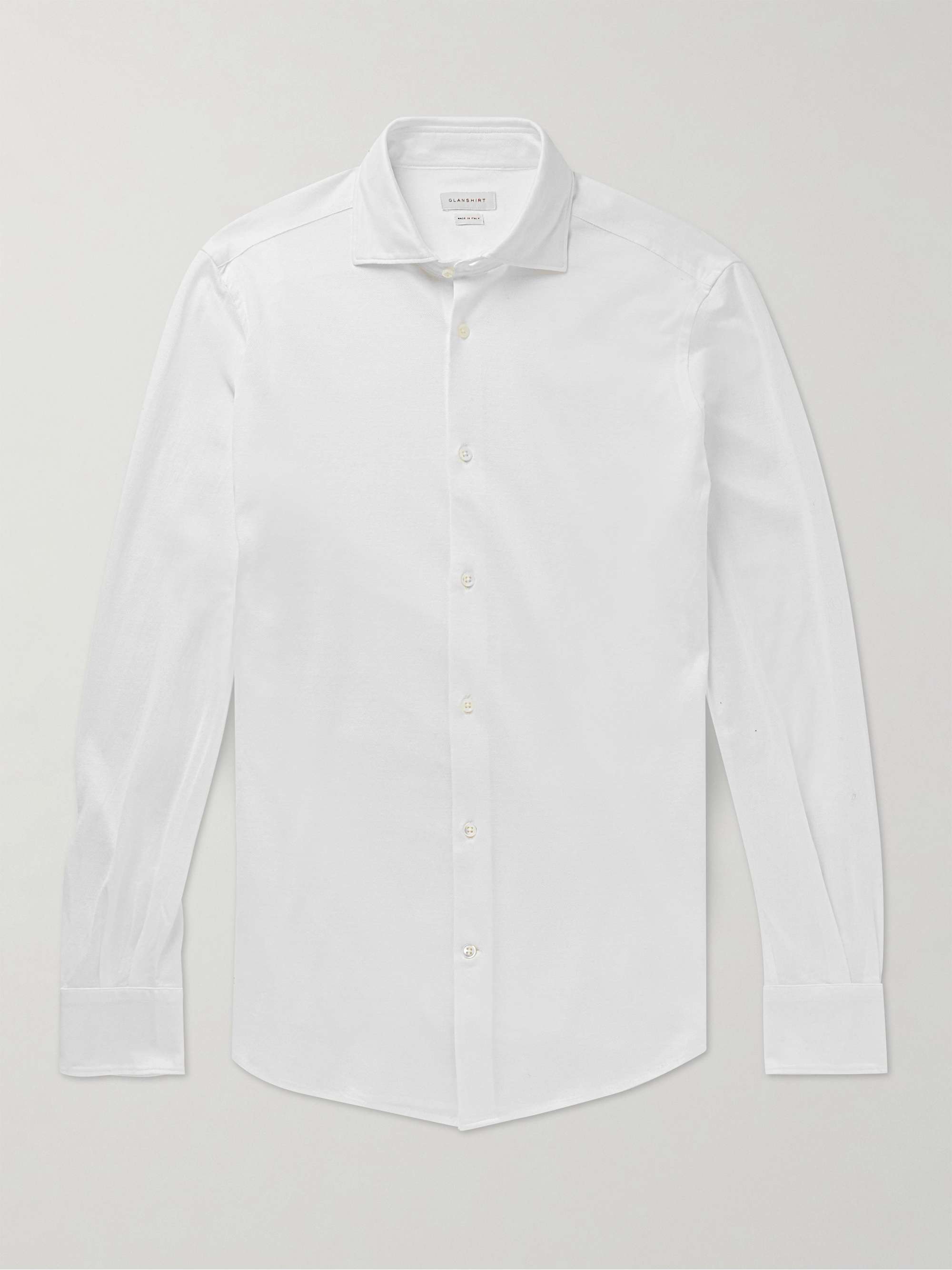 INCOTEX Slim-Fit Cutaway-Collar Textured Cotton-Jersey Shirt