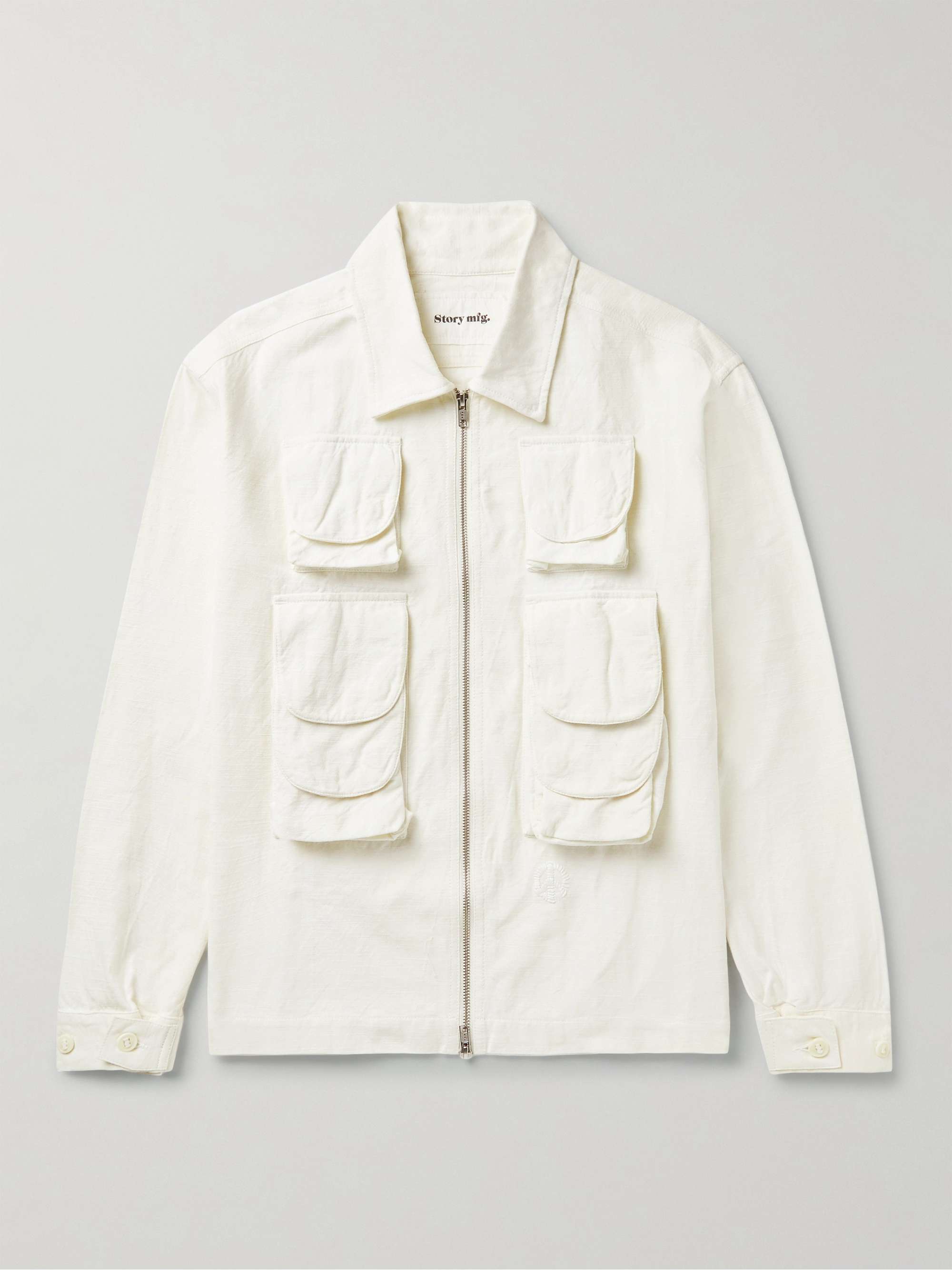 STORY MFG. Algebra Embroidered Slub Organic Cotton Shirt Jacket