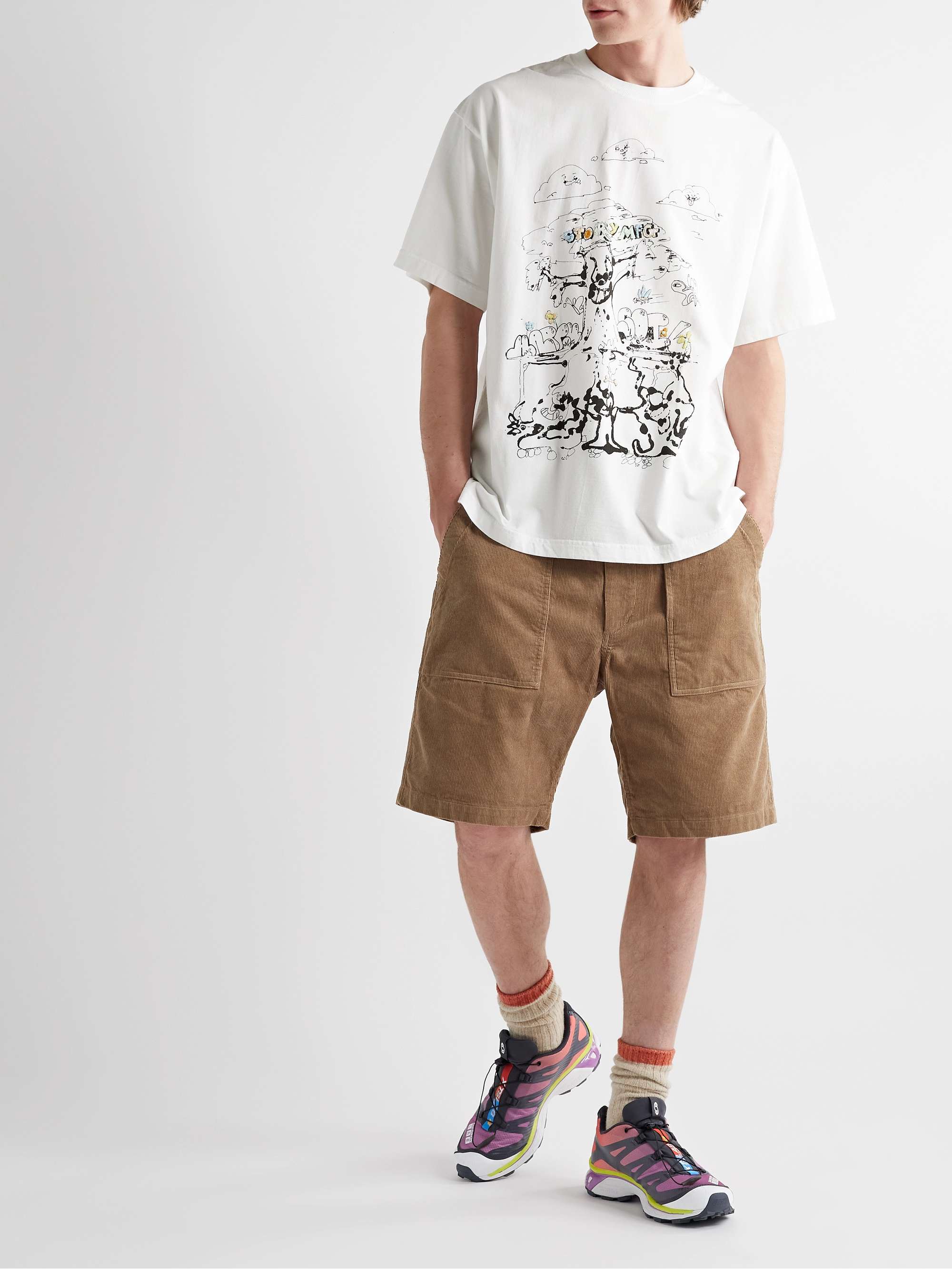 STORY MFG. Embroidered Printed Organic Cotton-Jersey T-Shirt