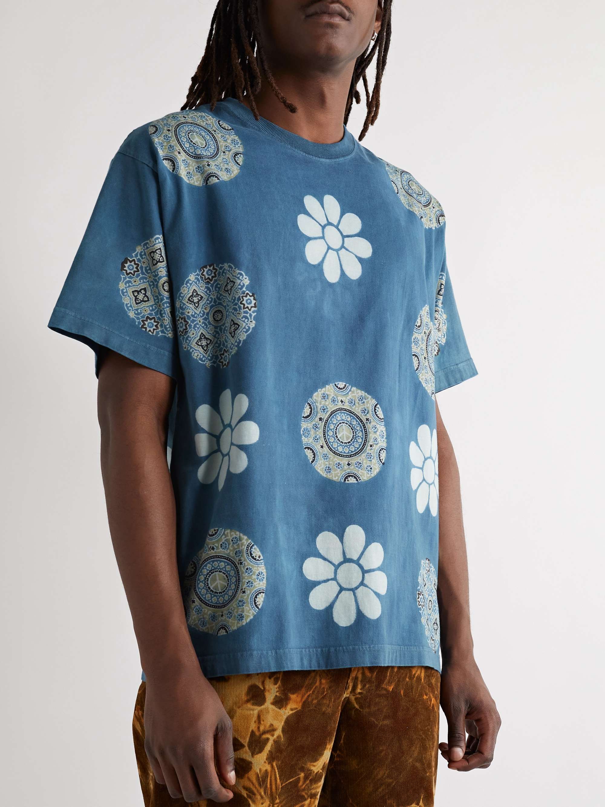 STORY MFG. Grateful Indigo-Dyed Organic Cotton-Jersey T-Shirt