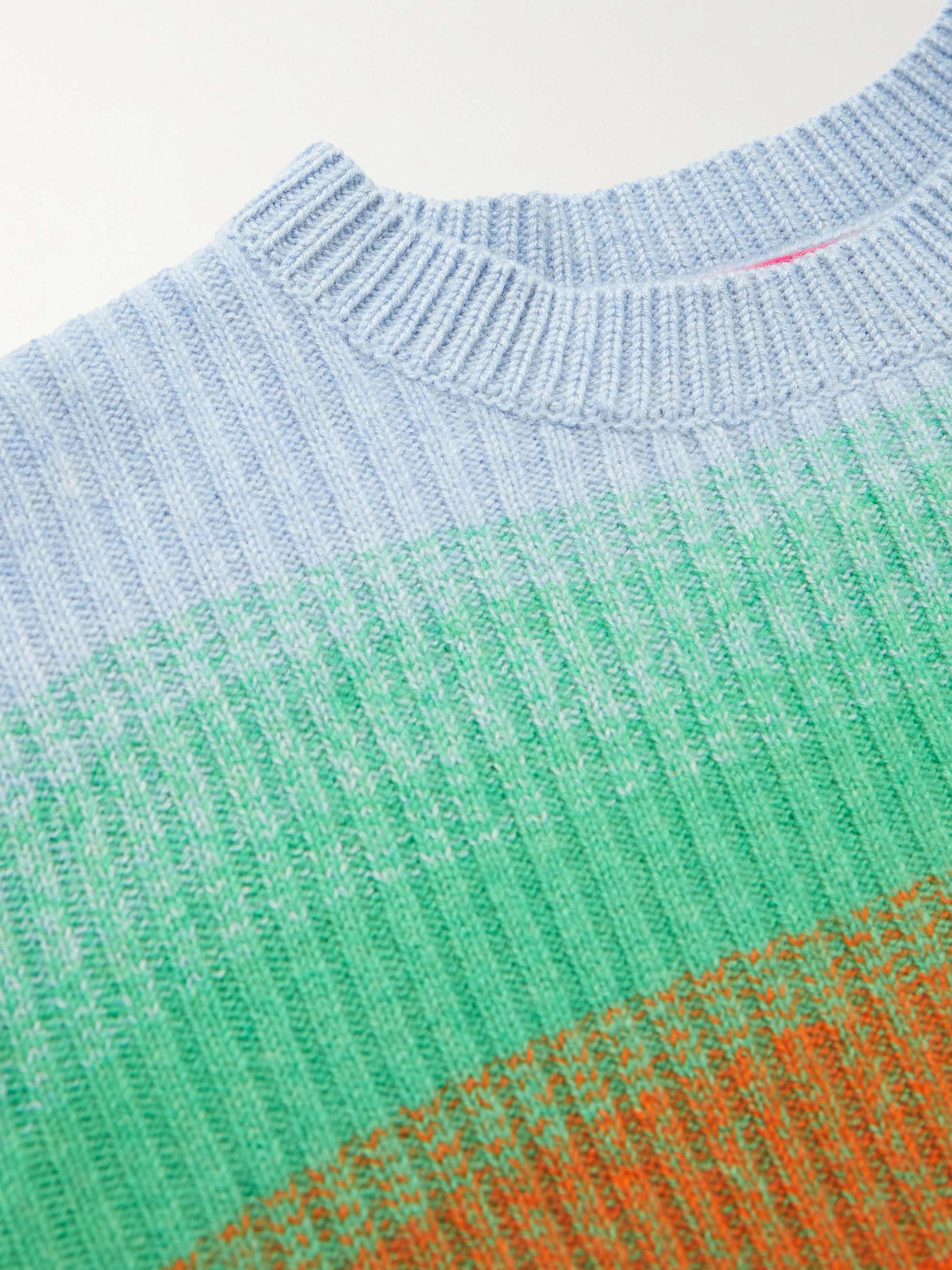 THE ELDER STATESMAN Ribbed Striped Cashmere Sweater