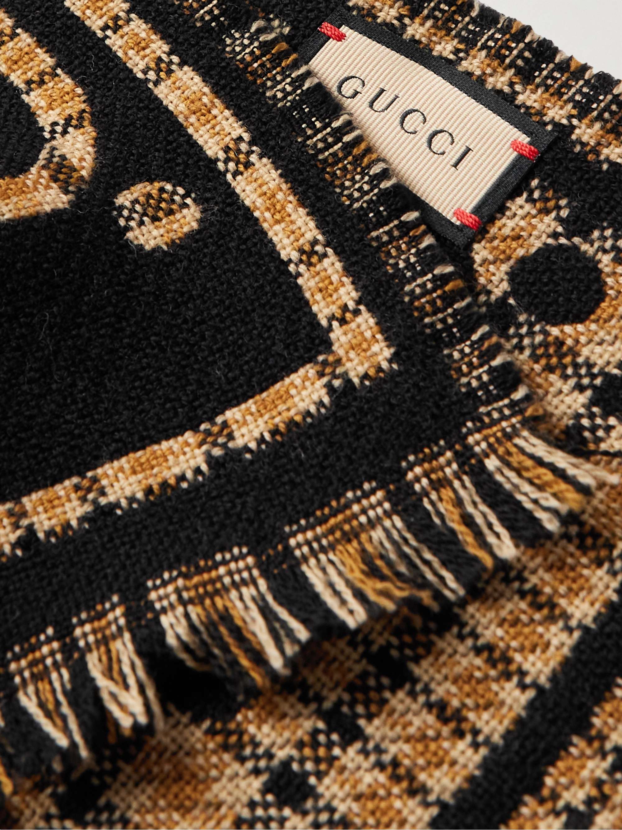 GUCCI Logo-Intarsia Wool Scarf
