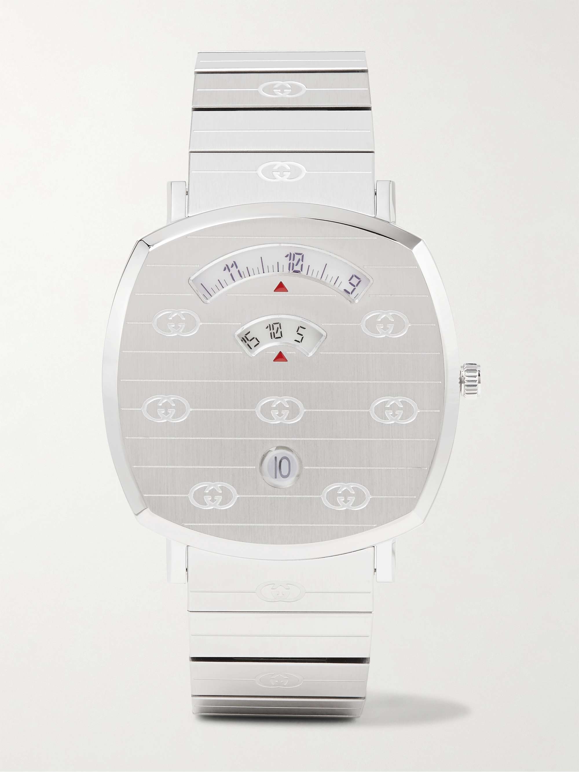 GUCCI Grip 38mm Logo-Engraved Stainless Steel Watch