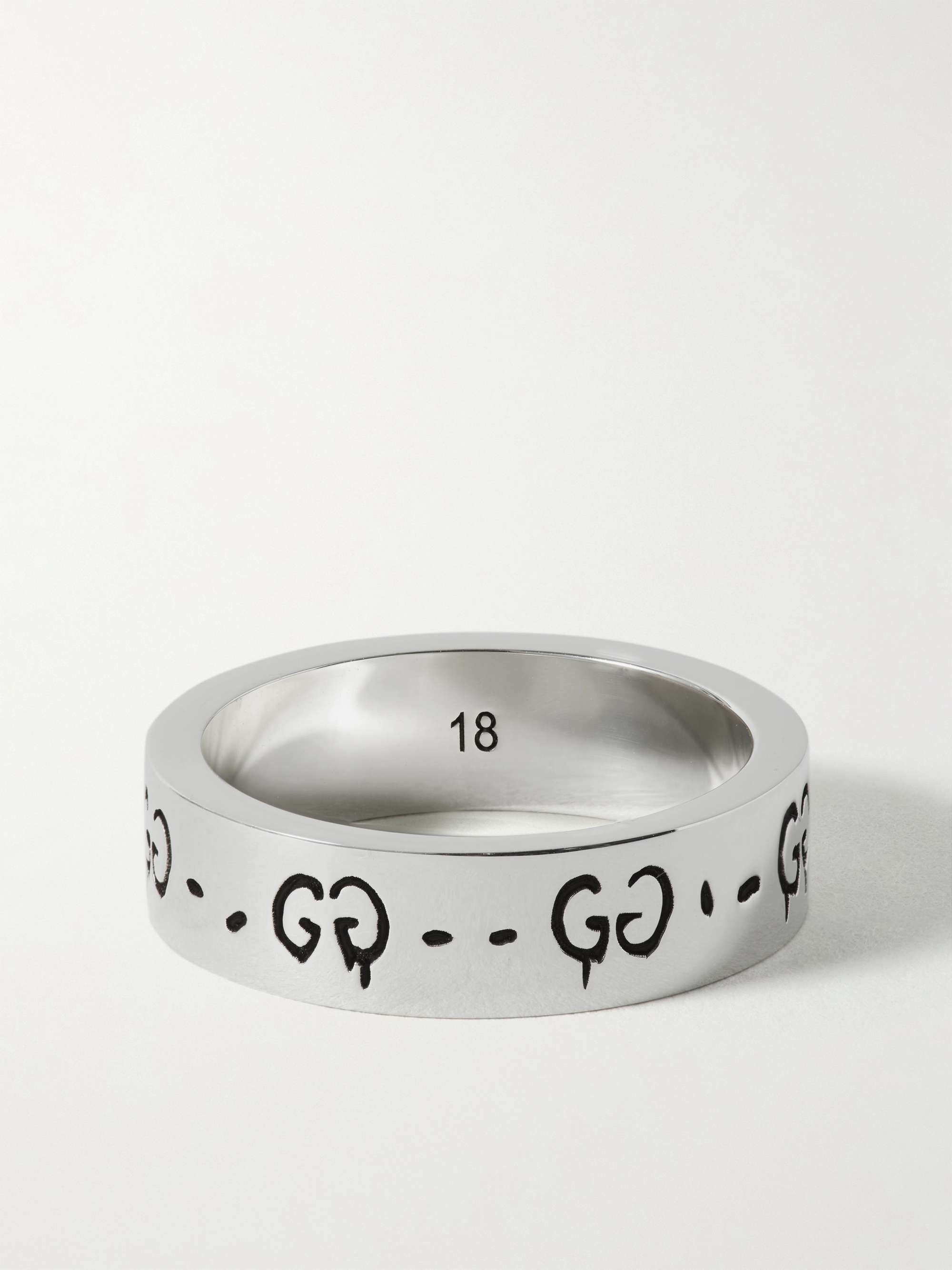GUCCI Logo-Engraved Silver Ring