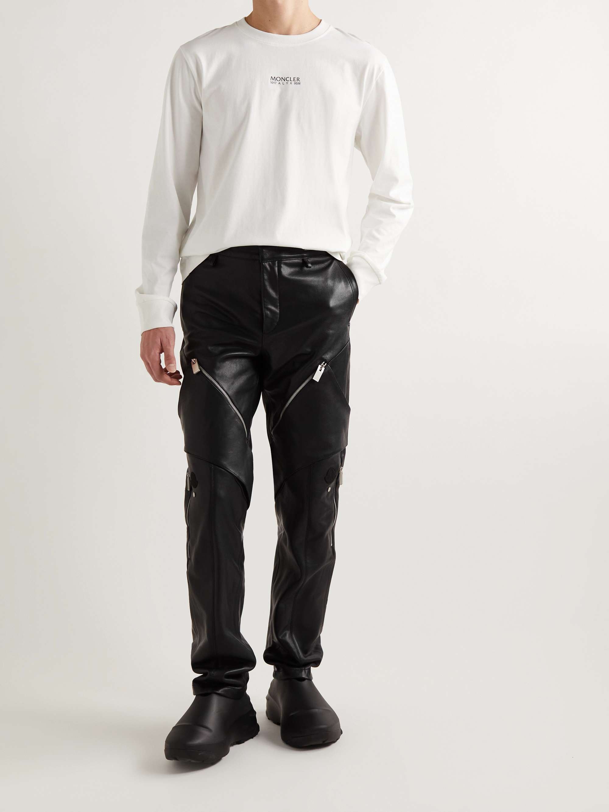 MONCLER GENIUS + Alyx Straight-Leg Panelled Zip-Embellished Leather Trousers