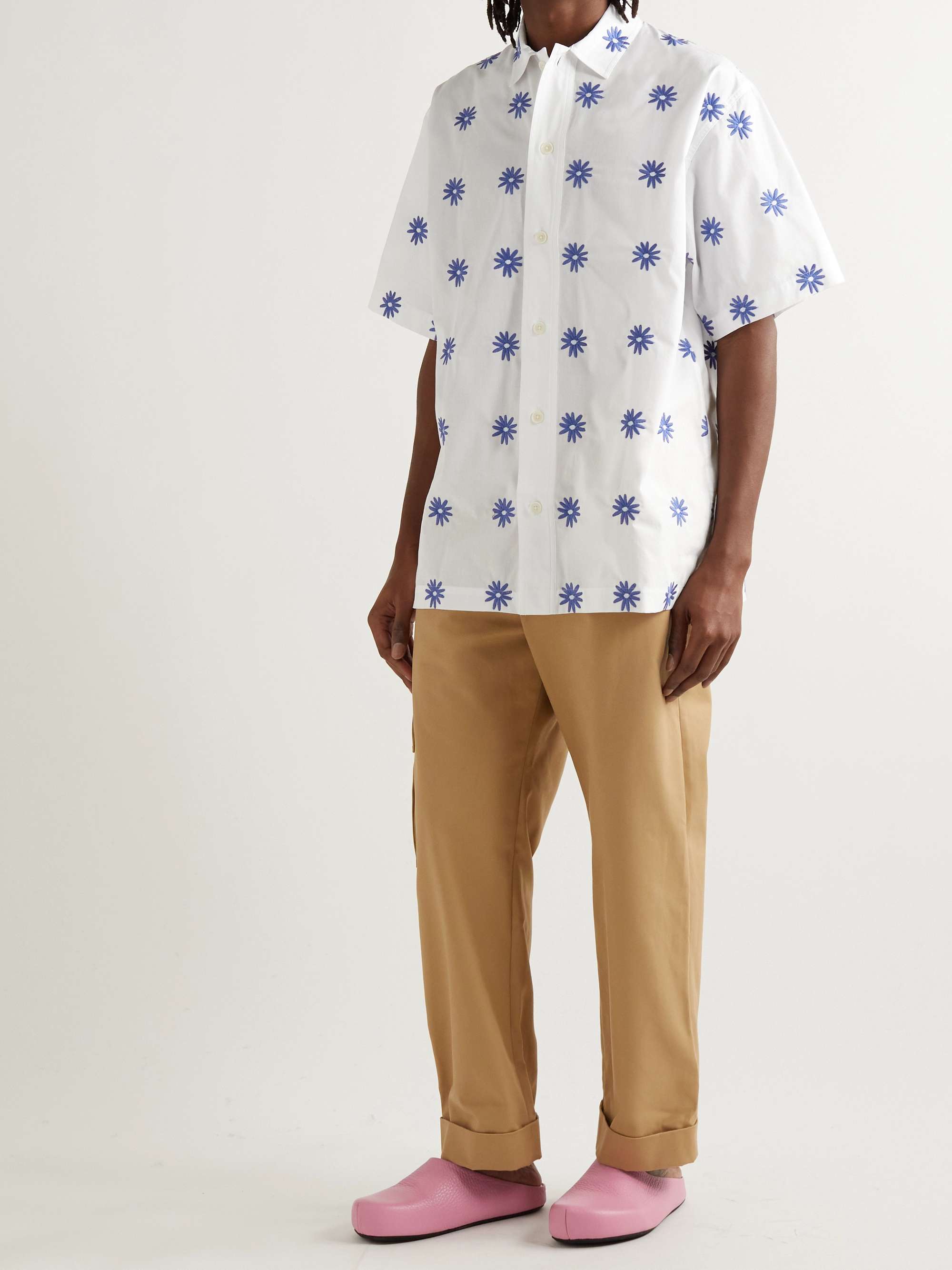 JACQUEMUS Moisson Oversized Embroidered Cotton-Blend Poplin Shirt