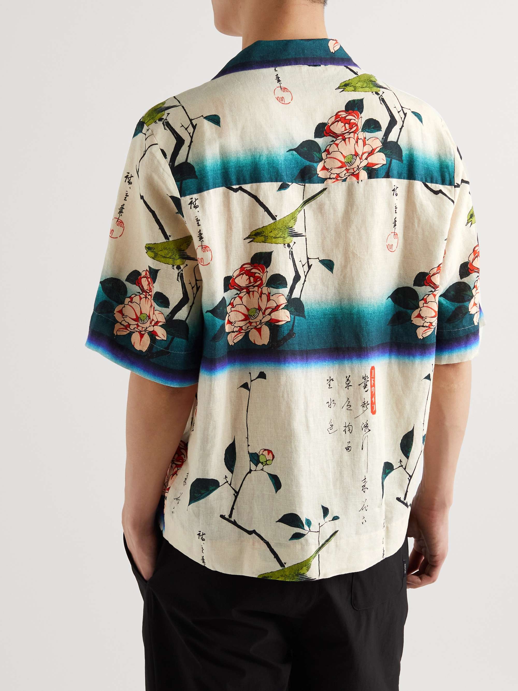 EDWIN Hiroshige Camp-Collar Printed Linen and Cotton-Blend Shirt
