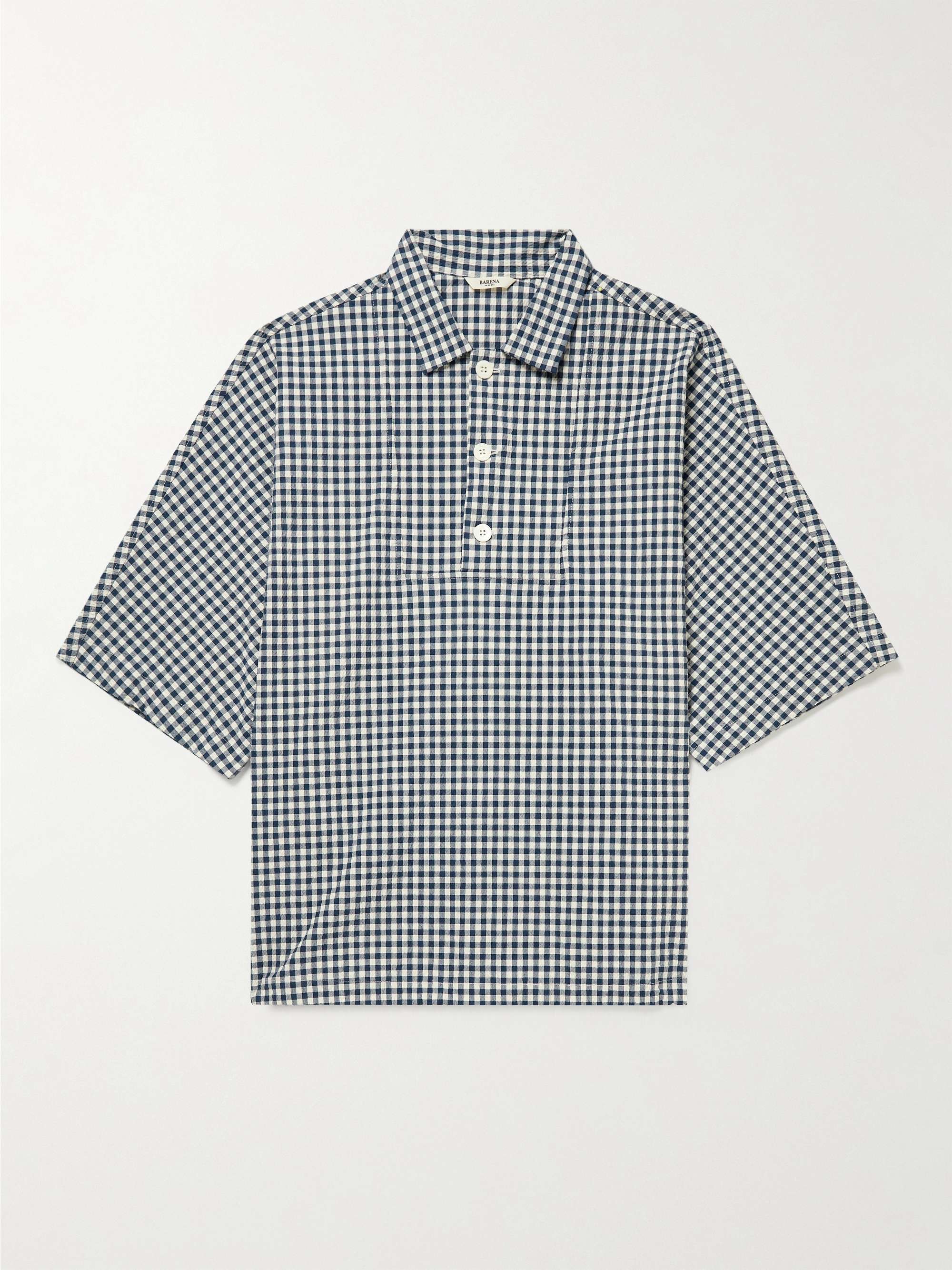 BARENA Ferigo Gingham Cotton-Blend Seersucker Polo Shirt