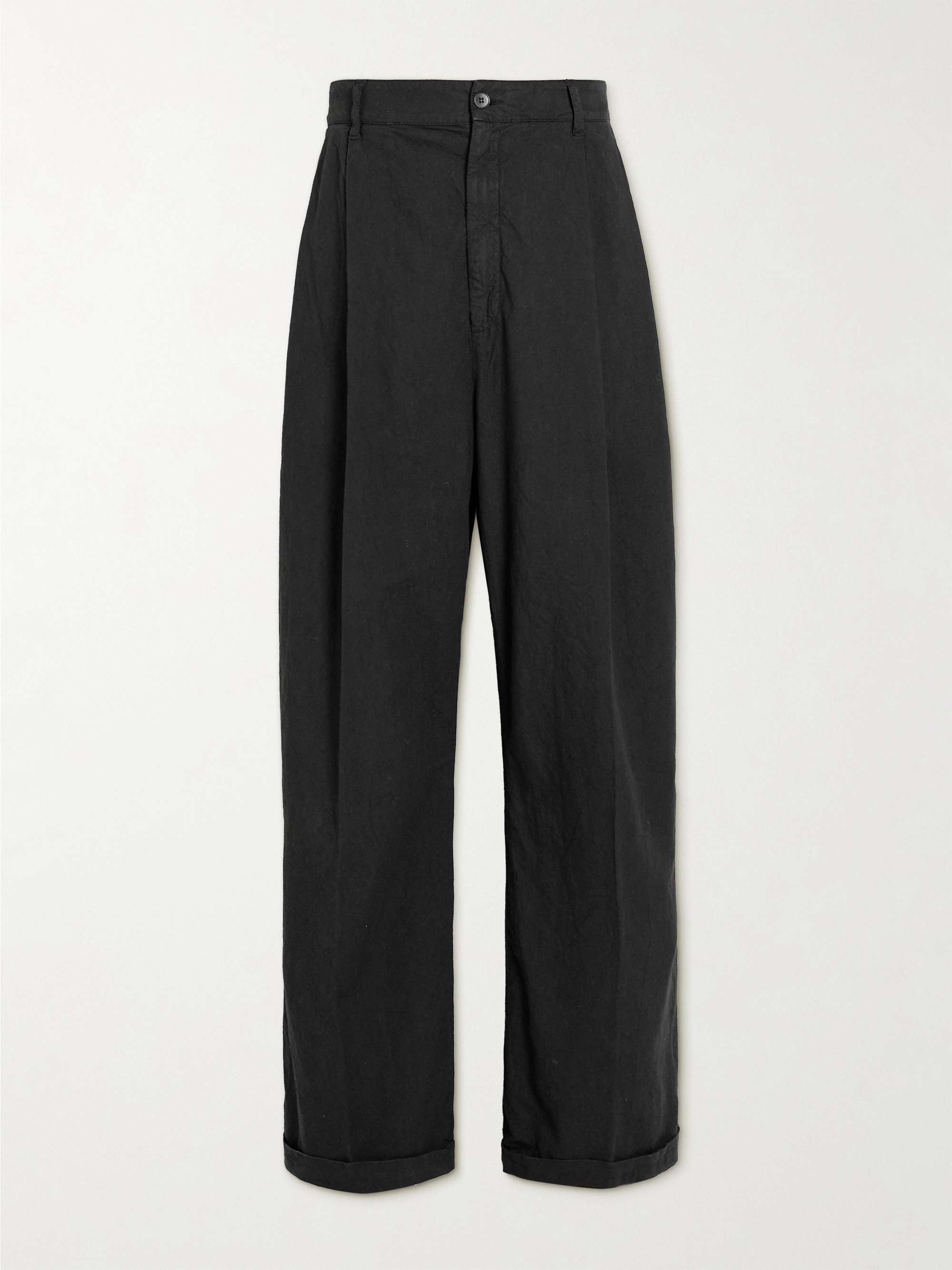 BARENA Wide-Leg Pleated Cotton Trousers
