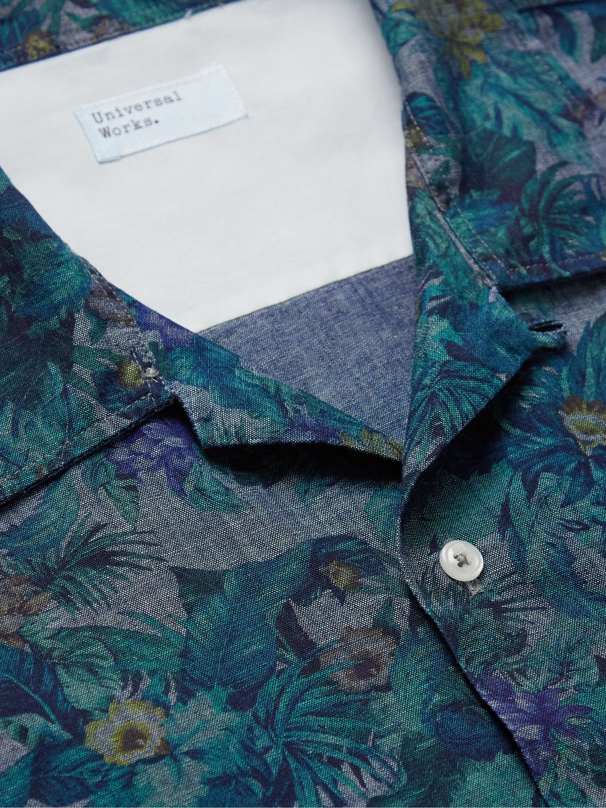 UNIVERSAL WORKS Convertible-Collar Floral-Print Cotton-Chambray Shirt