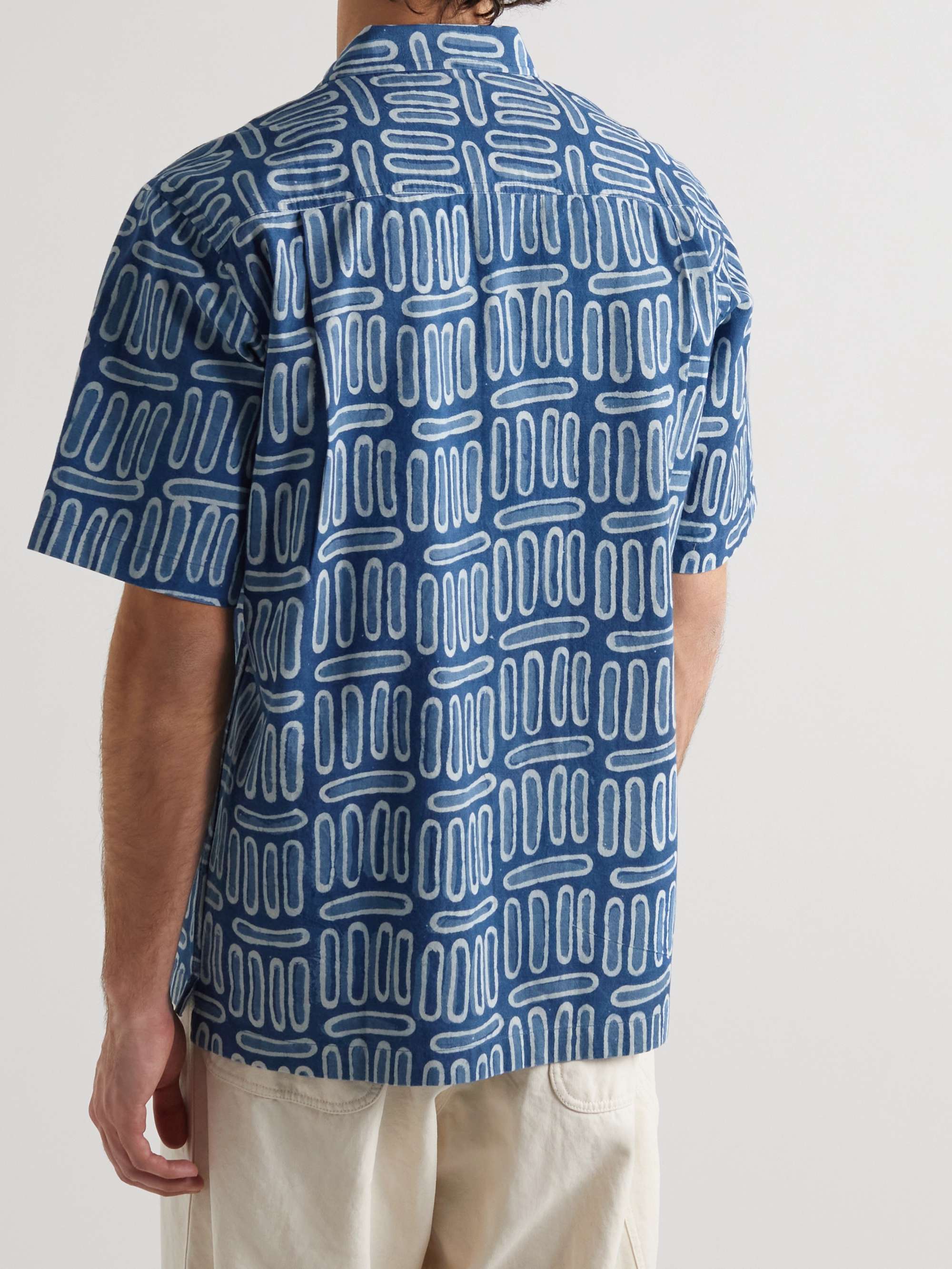 UNIVERSAL WORKS Convertible-Collar Printed Cotton-Poplin Shirt