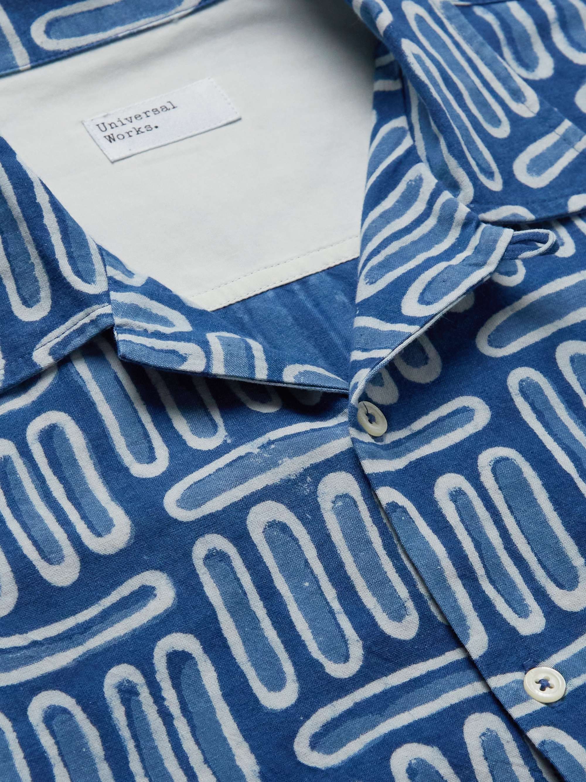 UNIVERSAL WORKS Convertible-Collar Printed Cotton-Poplin Shirt