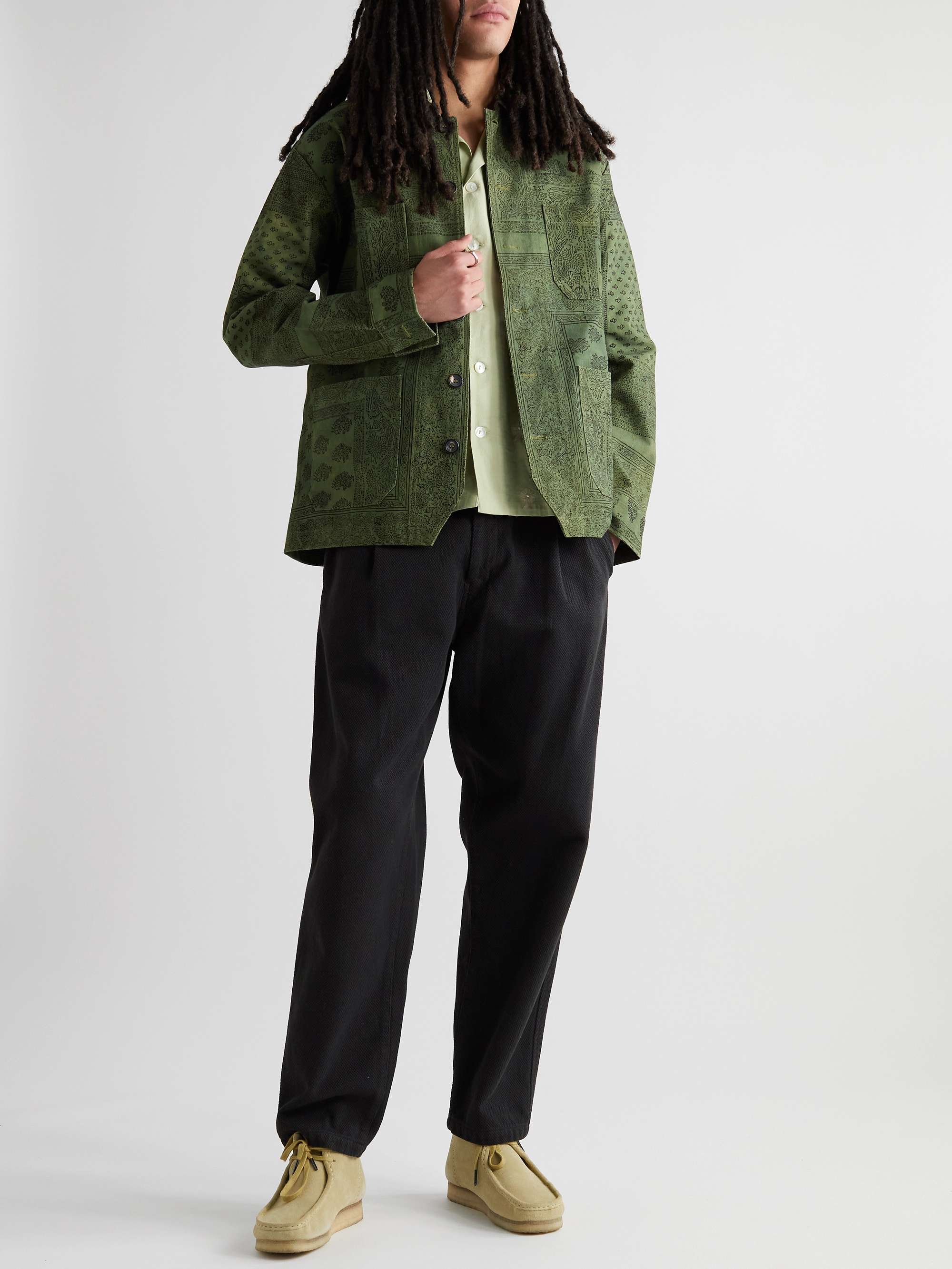 KARU RESEARCH Corduroy-Trimmed Printed Cotton-Canvas Chore Jacket