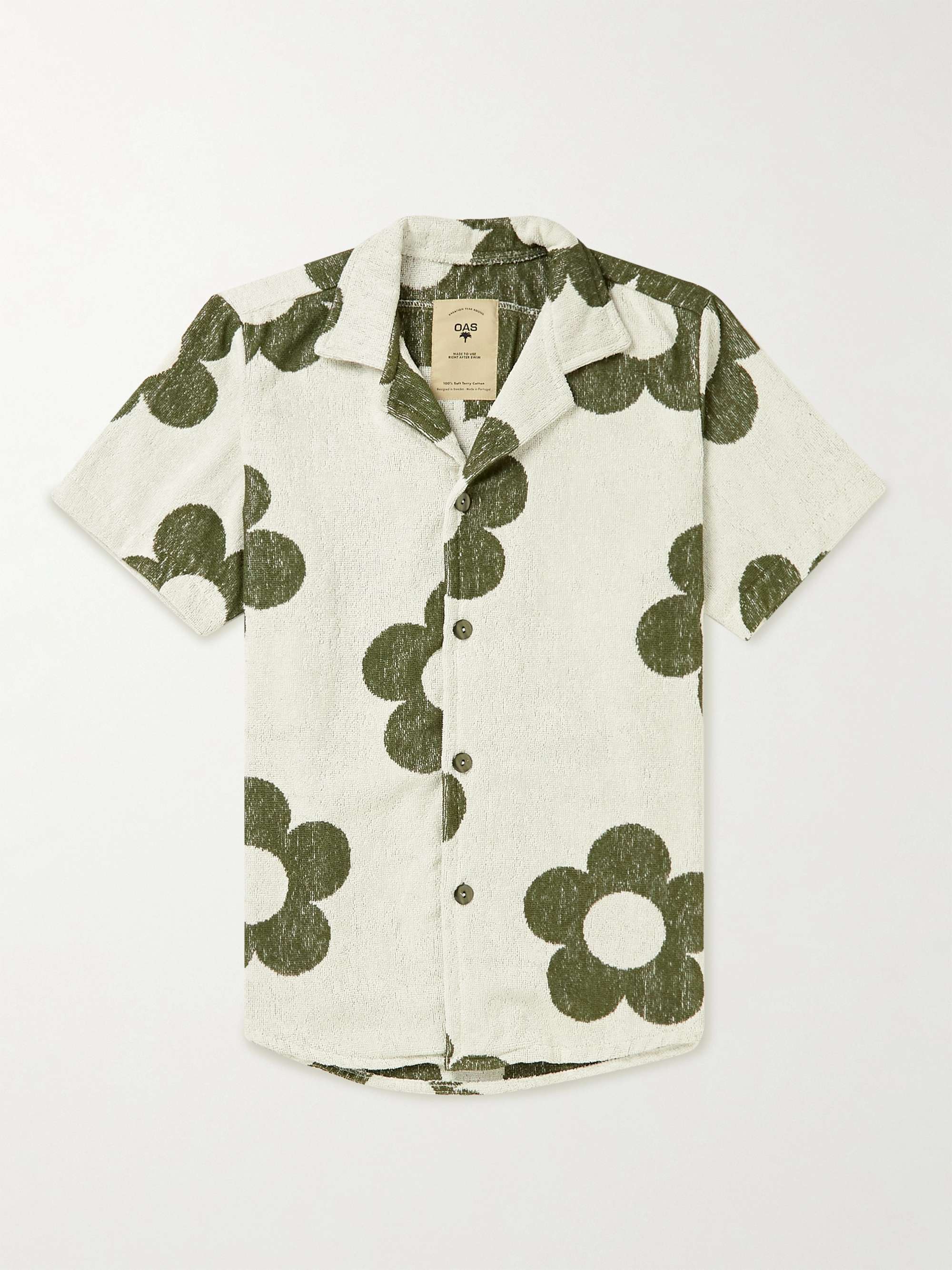 OAS Camp-Collar Floral-Print Cotton-Terry Shirt