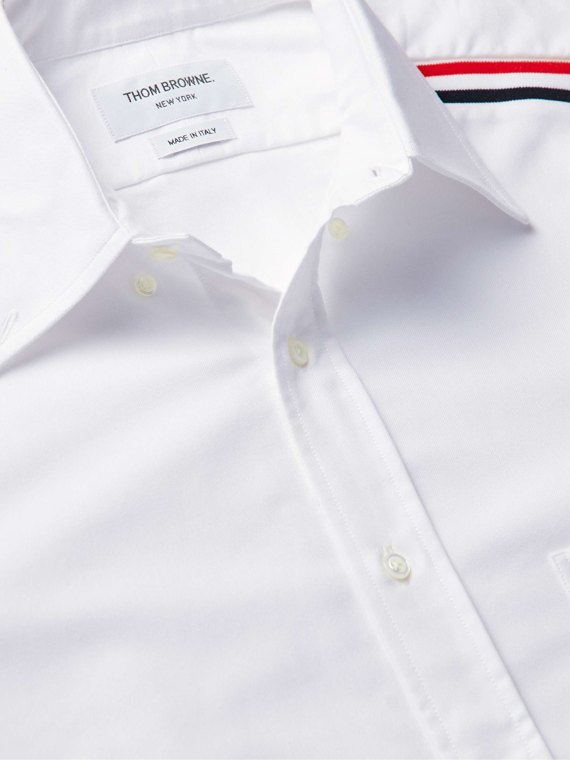 THOM BROWNE Slim-Fit Grosgrain-Trimmed Cotton Oxford Shirt