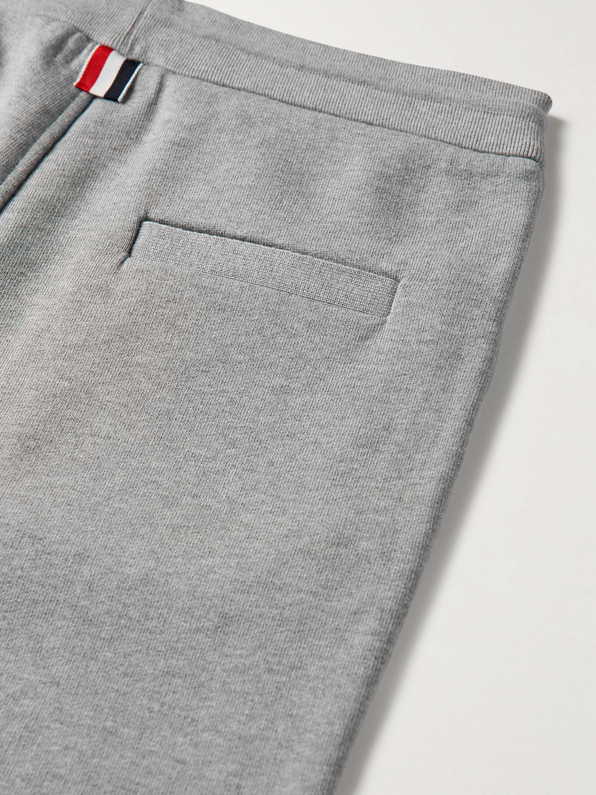 THOM BROWNE Tapered Grosgrain-Trimmed Cotton-Jersey Sweatpants
