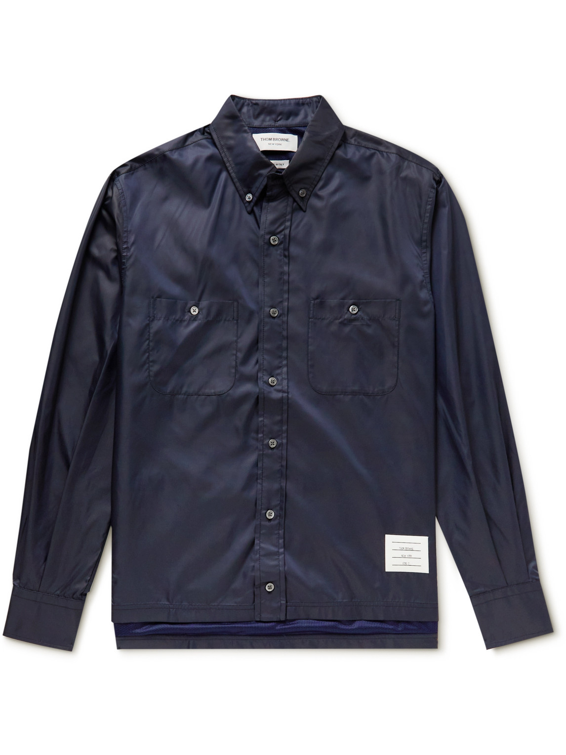 Thom Browne Button-down Collar Ripstop Shirt In Blue | ModeSens