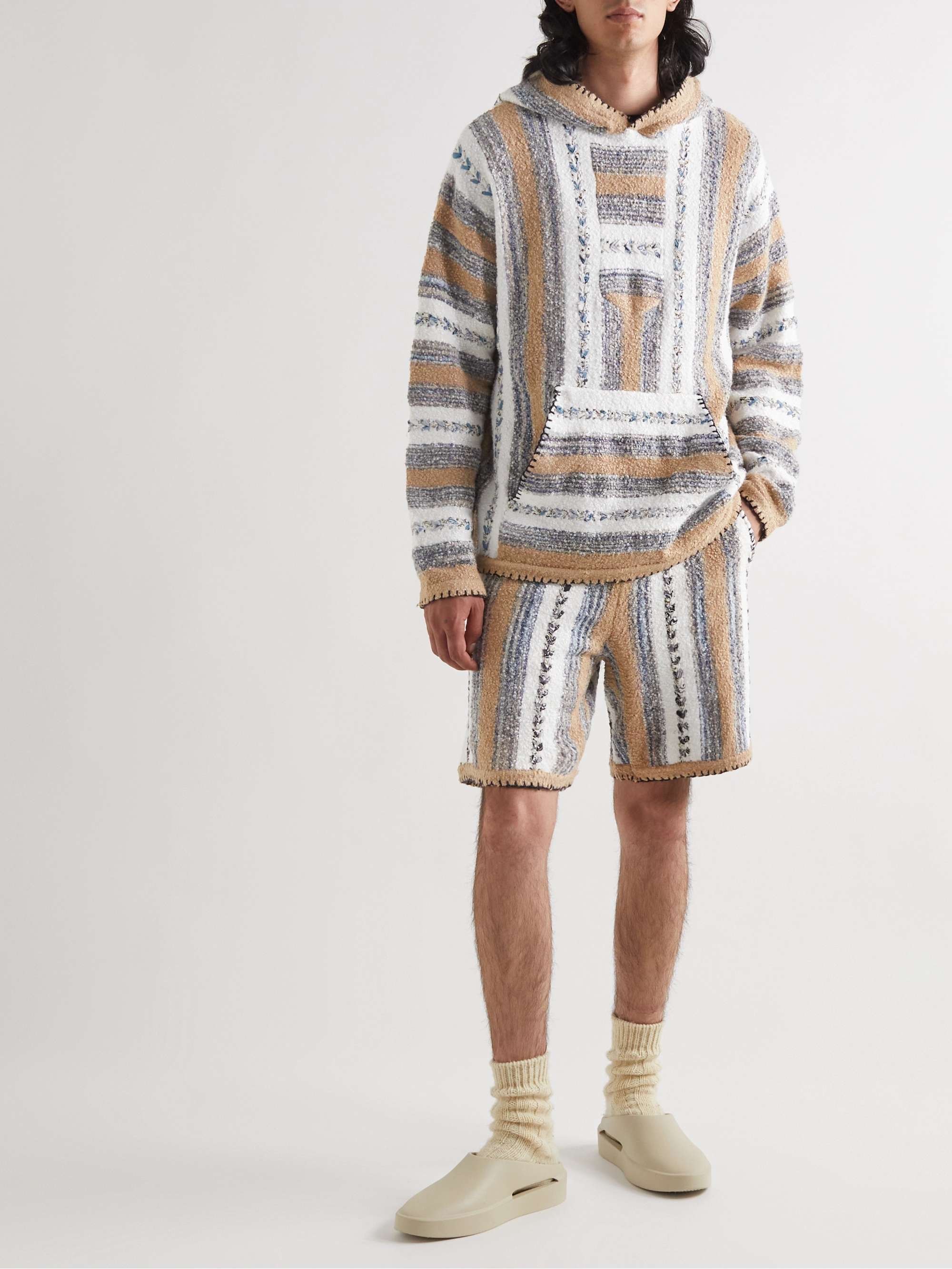 AMIRI Straight-Leg Jacquard Cotton and Silk-Blend Bouclé Drawstring Shorts