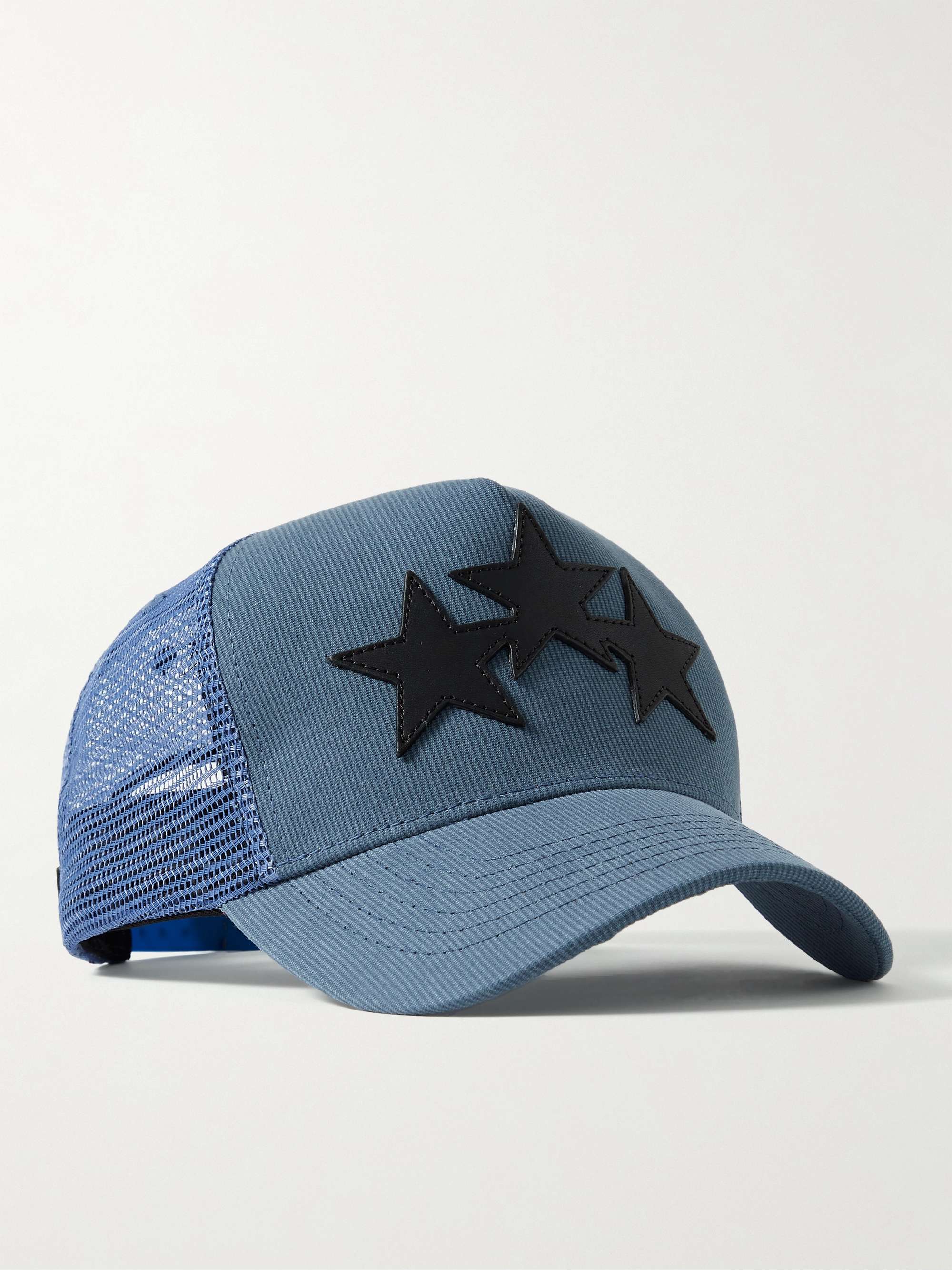 Blue Leather-Trimmed Logo-Embroidered Linen-Twill Baseball Cap 
