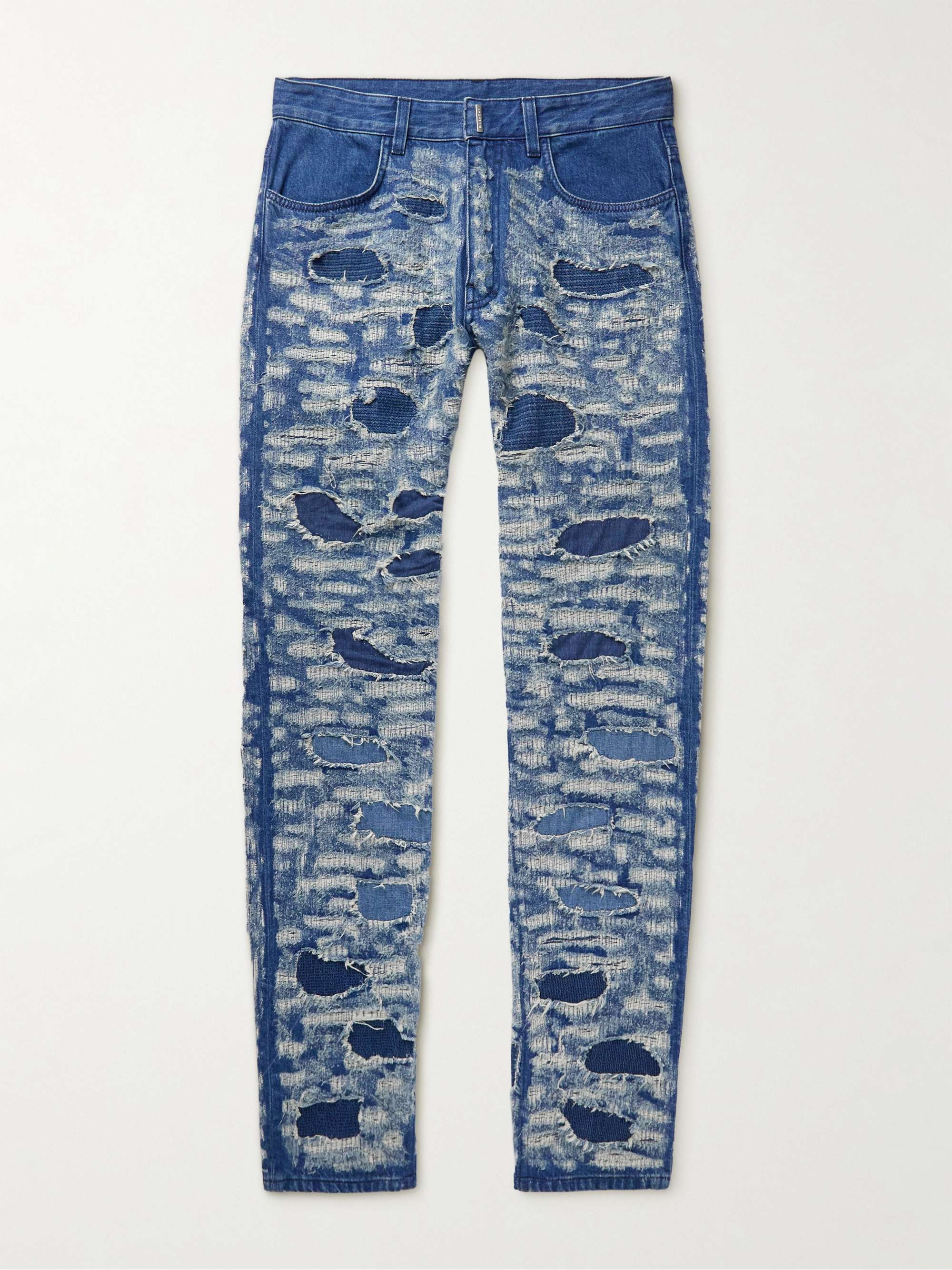 GIVENCHY Slim-Fit Panelled Distressed Jeans