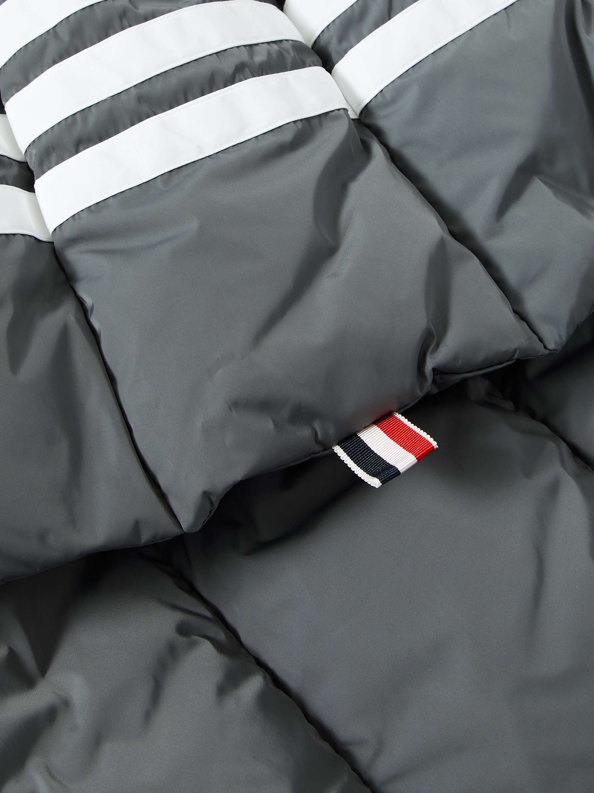 THOM BROWNE Grosgrain-Trimmed Striped Quilted Shell Down Scarf