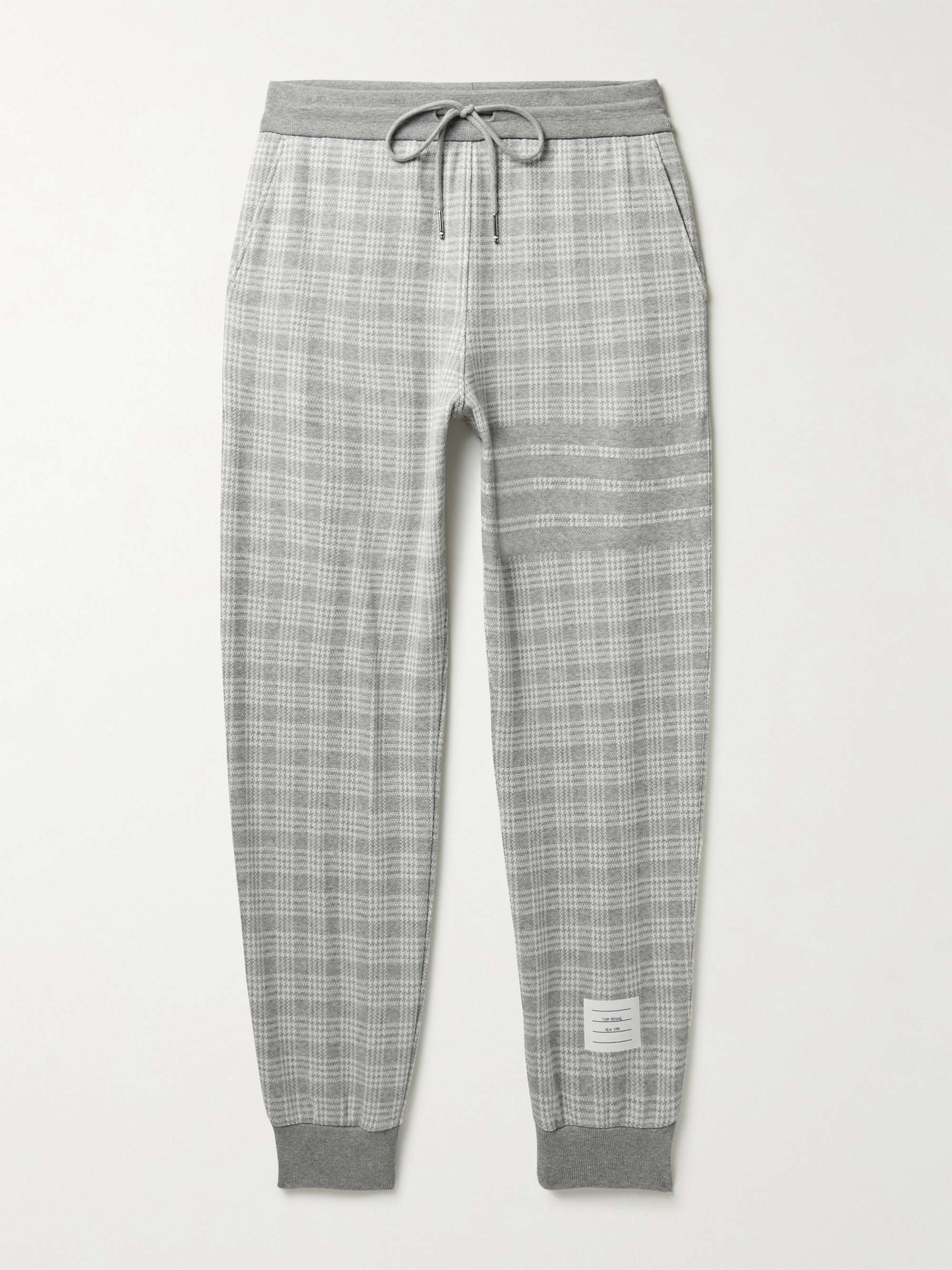THOM BROWNE Slim-Fit Tapered Prince of Wales Cotton Sweatpants
