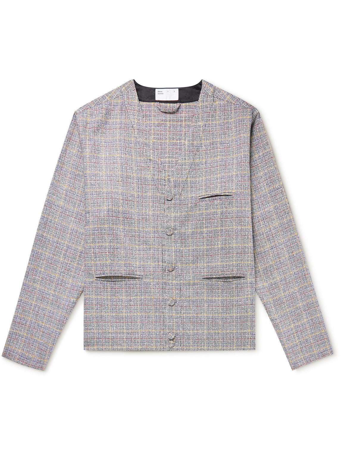4sdesigns Checked Wool-blend Cardigan In Gray | ModeSens