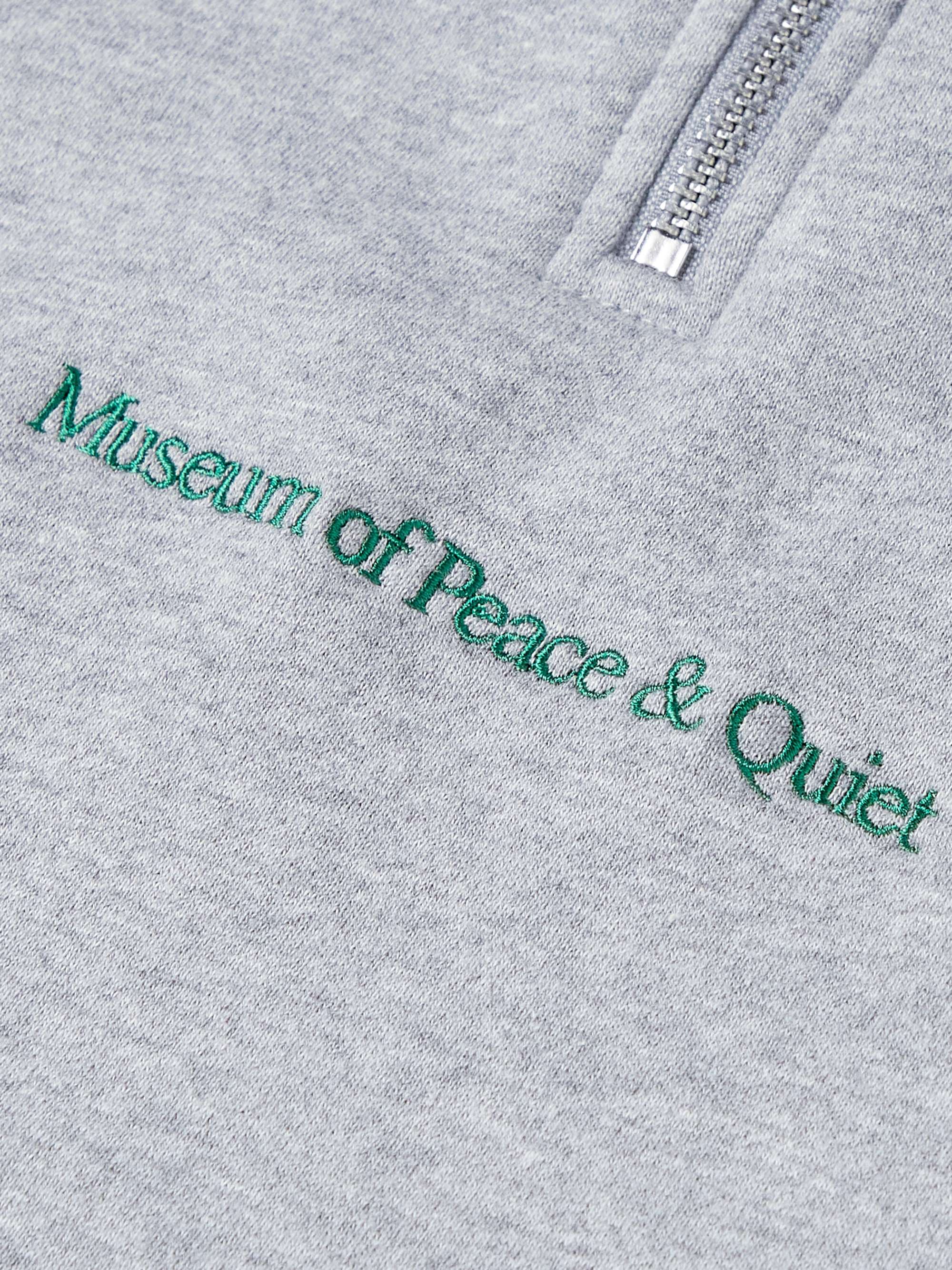 MUSEUM OF PEACE & QUIET Logo-Embroidered Cotton-Jersey Half-Zip Sweatshirt