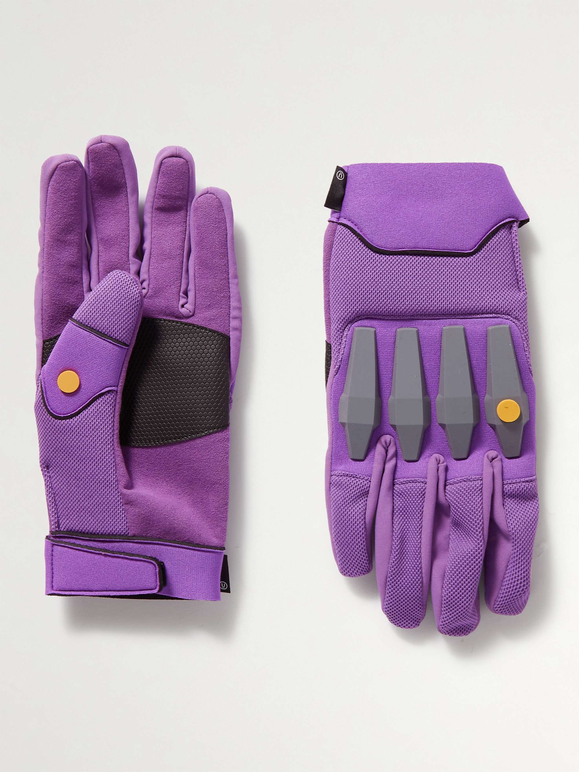 UNDERCOVER + Neon Genesis Evangelion Rubber, Stretch-Knit, Mesh and Faux Suede Gloves