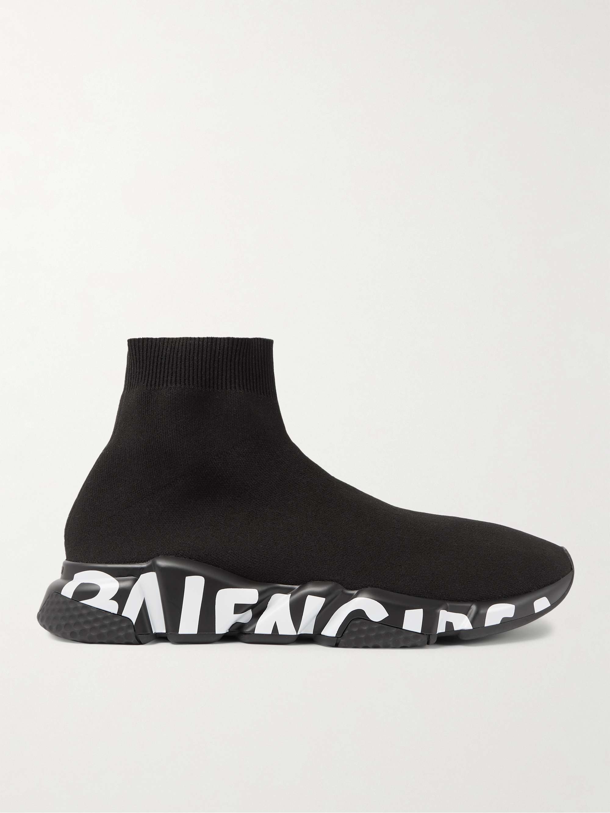 Black Speed Sock Stretch-Knit Slip-On Sneakers | BALENCIAGA | MR 