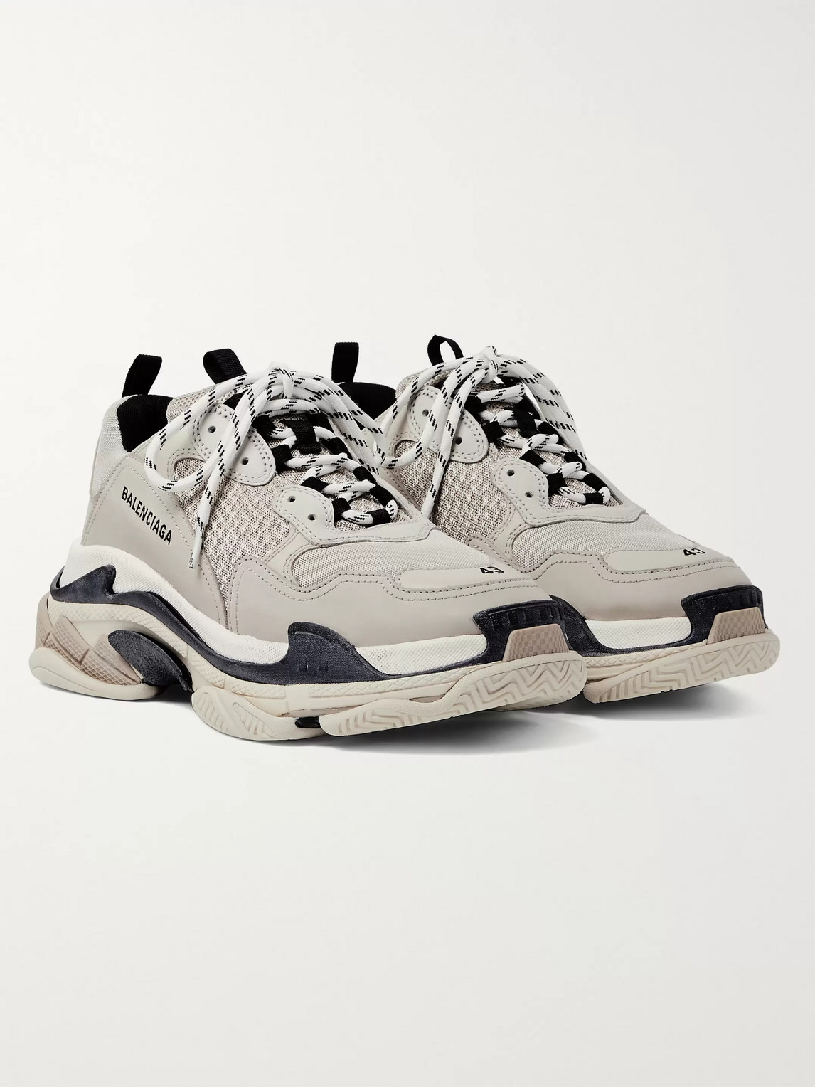 Balenciaga Triple S Mesh, Nubuck And Leather Sneakers In Neutrals