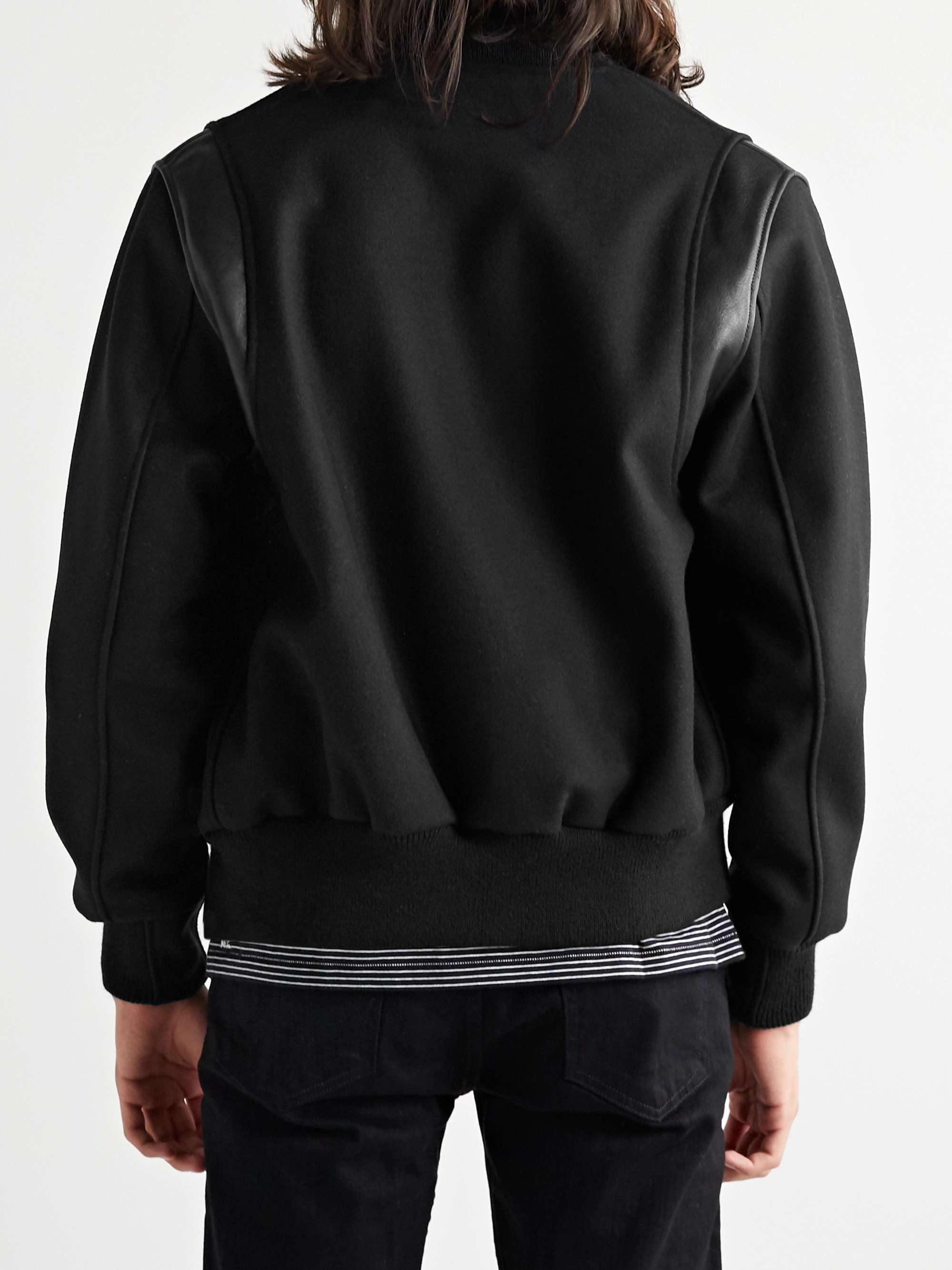 GOLDEN BEAR The Hayes Leather-Panelled Wool-Blend Bomber Jacket