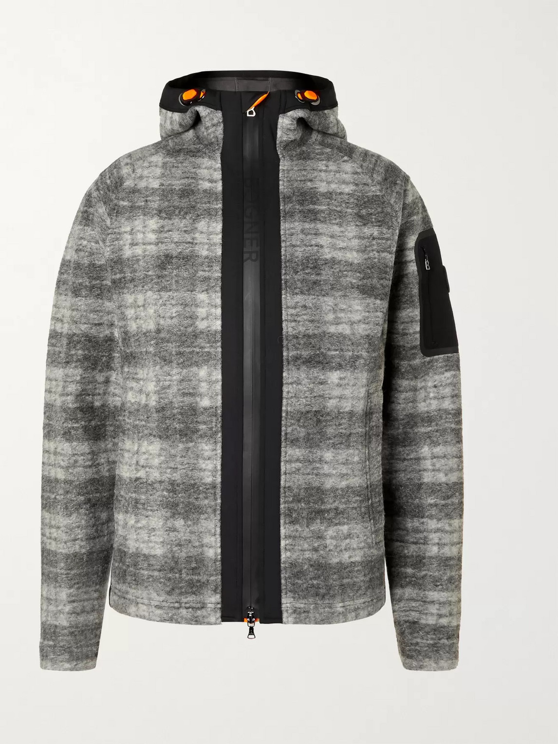Bogner Atreus Logo-embroidered Checked Wool-blend Flannel Hooded Ski Jacket In Gray