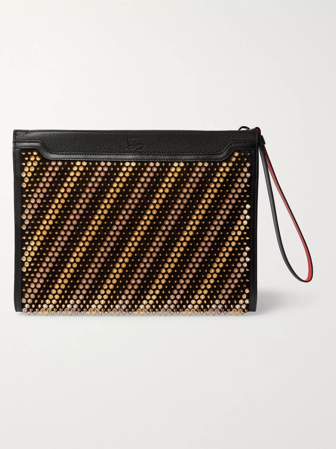 CHRISTIAN LOUBOUTIN SKYPOUCH STUDDED FULL-GRAIN LEATHER POUCH