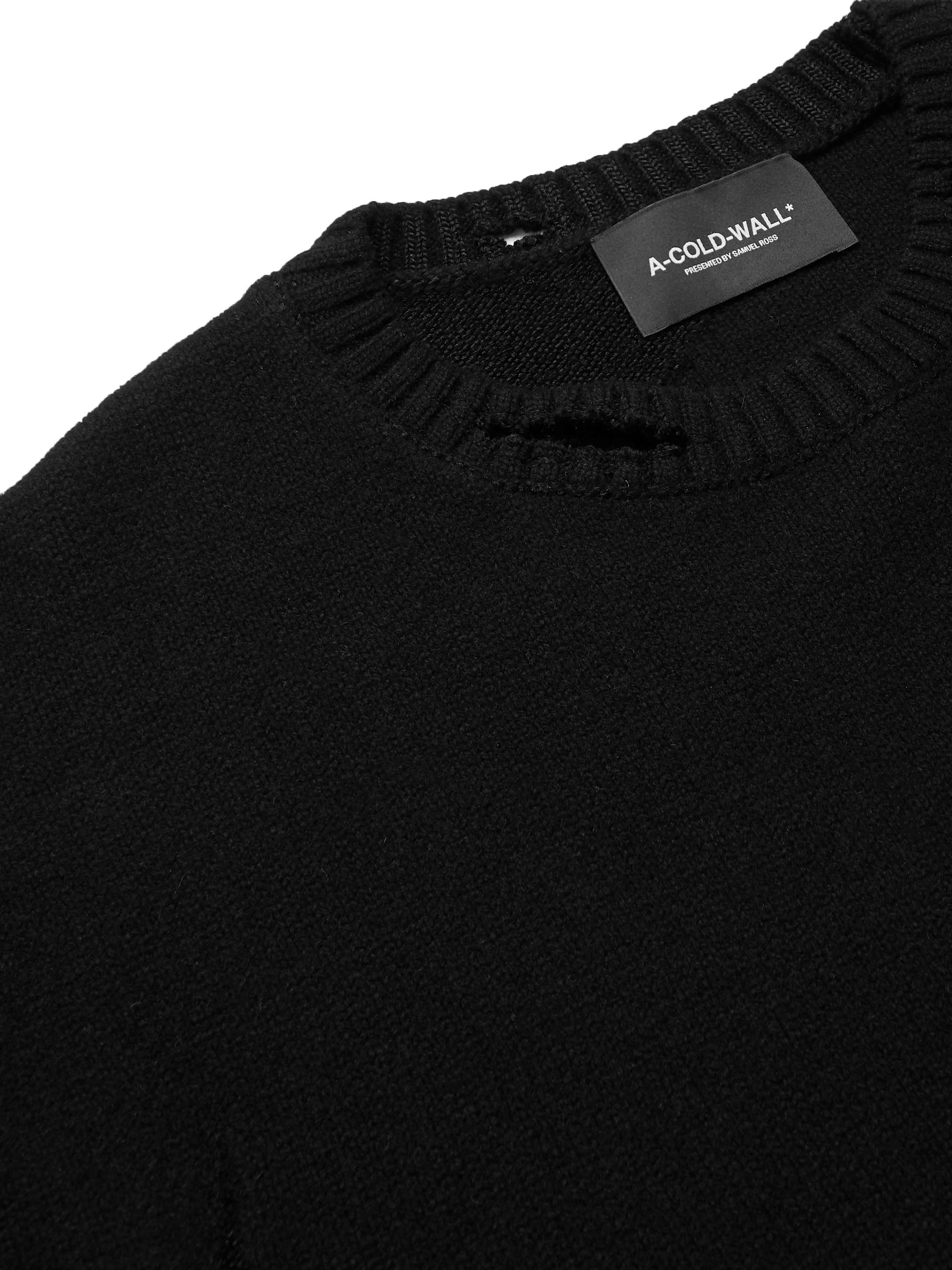 A-COLD-WALL* Oversized Logo-Embroidered Distressed Wool-Blend Sweater