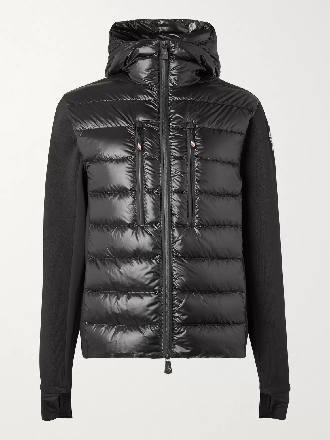 Moncler Panelled Neoprene, Stretch-knit And Quilted Shell Down Jacket In Black