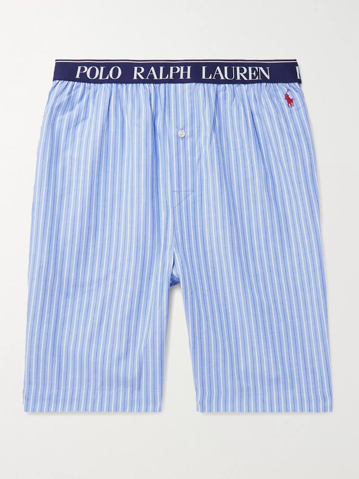 Polo Ralph Lauren Logo-embroidered Striped Cotton Pyjama Shorts In Blue