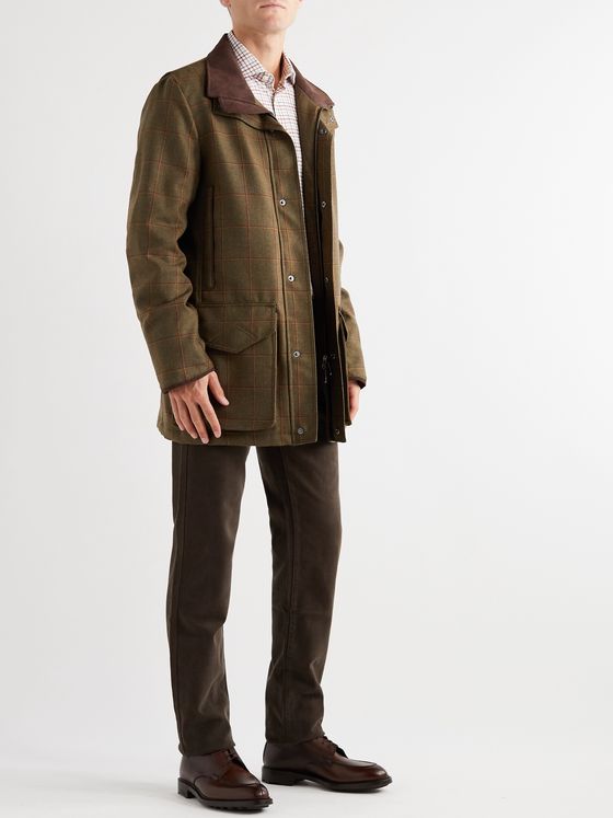 Mens Wool Mix Trench Coat Checked Jacket Herringbone Tweed Overcoat Lined Winter