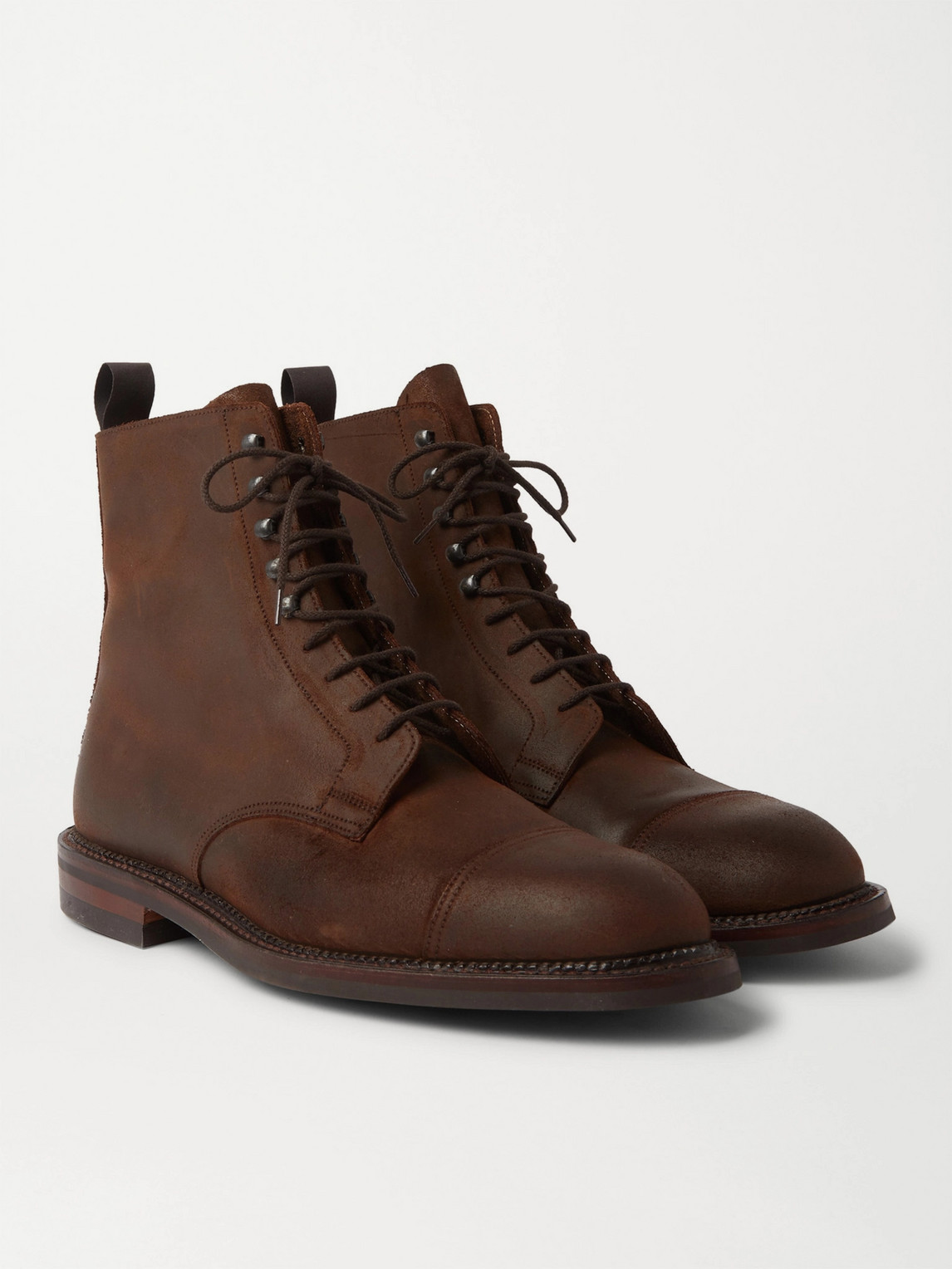 Purdey Rough Out Nubuck Boots In Brown